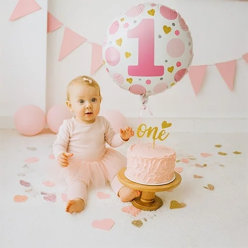 baby, erstes geburtstag, pink, torte, ballon