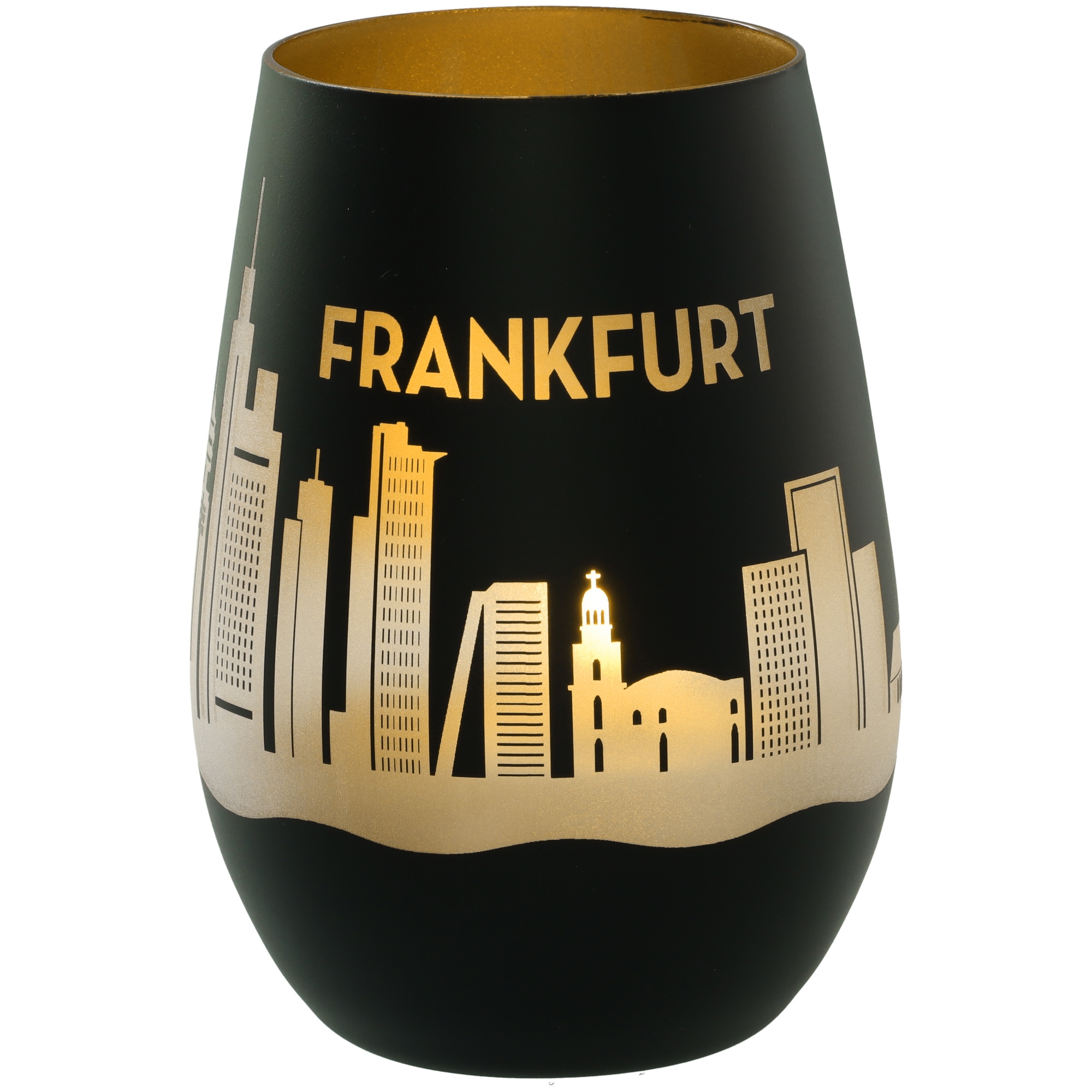 Windlicht Skyline Frankfurt Schwarz/Gold Windlicht Skyline Frankfurt Schwarz/Gold