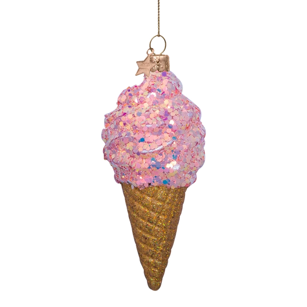 Eiswaffel, Eiscreme, Anhänger, Glitzer, Pink