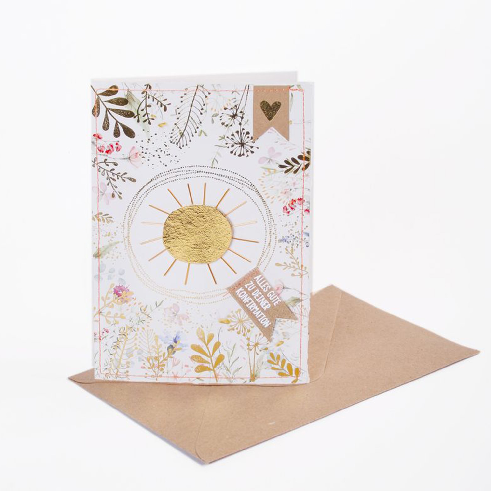 Konfirmationsblumenkarte "Sonne" Briefumschlag, Grußkarte, Post