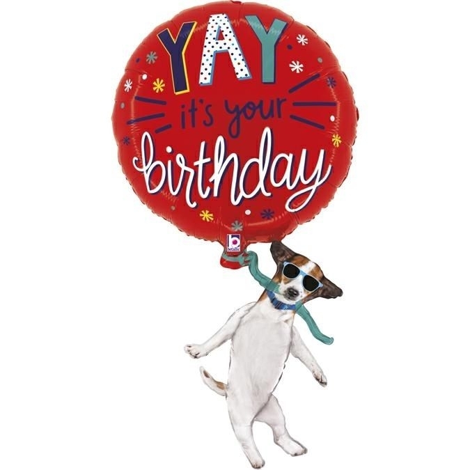 Folienballon "Yay Birthday Dog" 95cm Folienballon "Yay Birthday Dog" 95cm