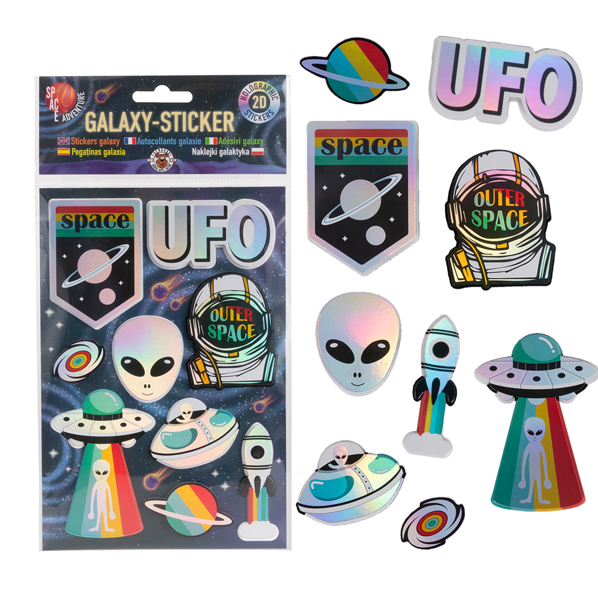 9er Set Galaxy Sticker Holographie