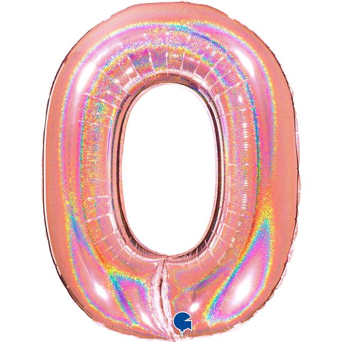 Folienballon Zahl 0 Glitter Roségold 100 cm Folienballon Zahl 0 Glitter Roségold 100 cm