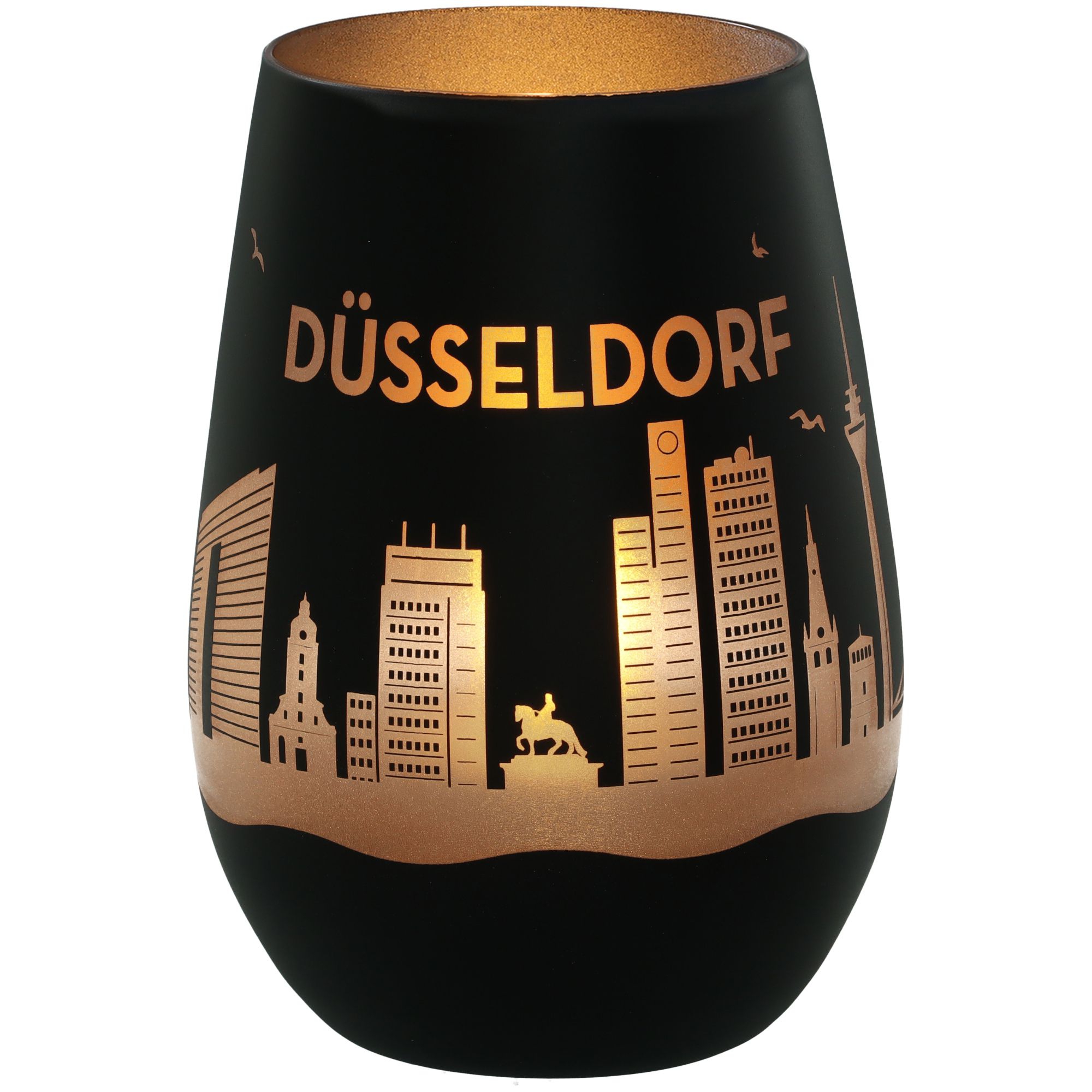 Windlicht Skyline Düsseldorf Schwarz/Silber Windlicht Skyline Düsseldorf Schwarz/Silber
