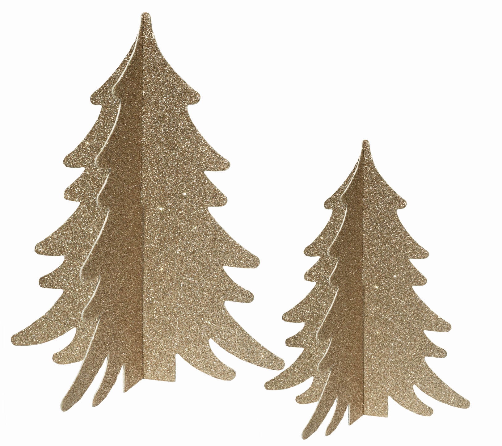 2 Gold-Glitter Tannenbäume 2 Gold-Glitter Tannenbäume