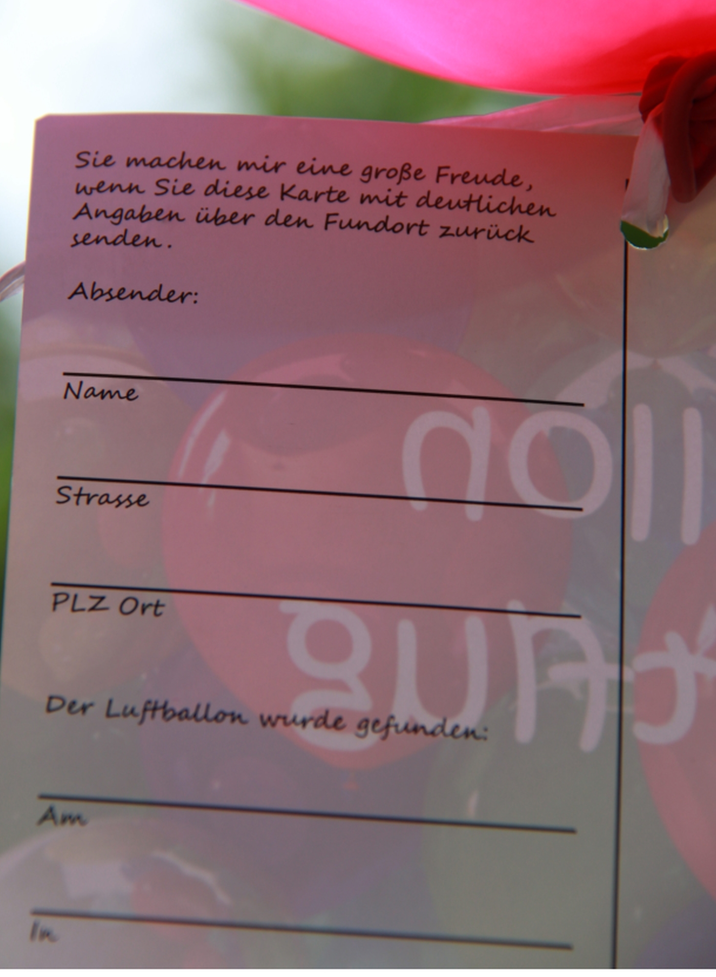 Flugkarte "Ballon Weitflug" Flugkarte "Ballon Weitflug"