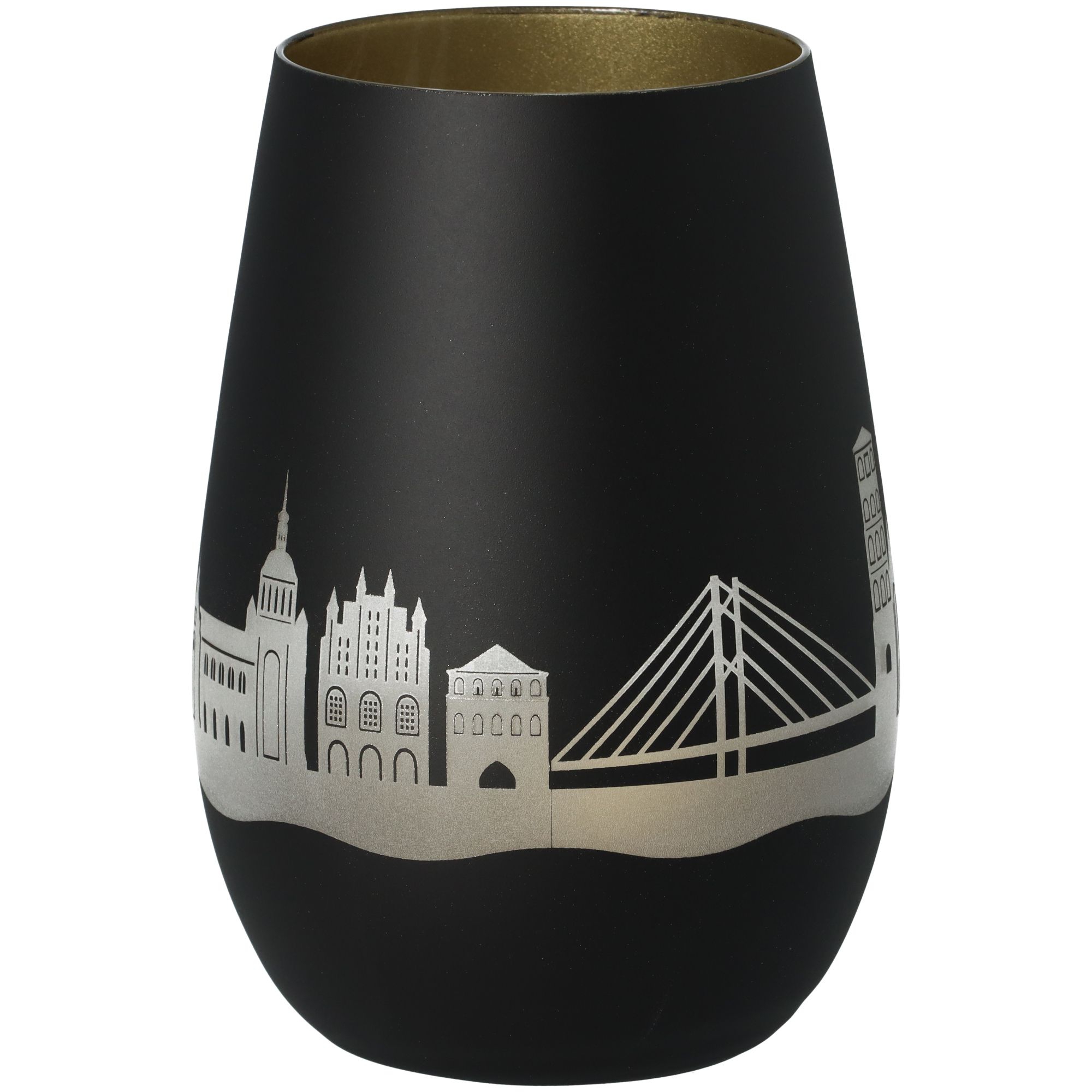 Windlicht Skyline Stralsund Schwarz/Gold Windlicht Skyline Stralsund Schwarz/Gold