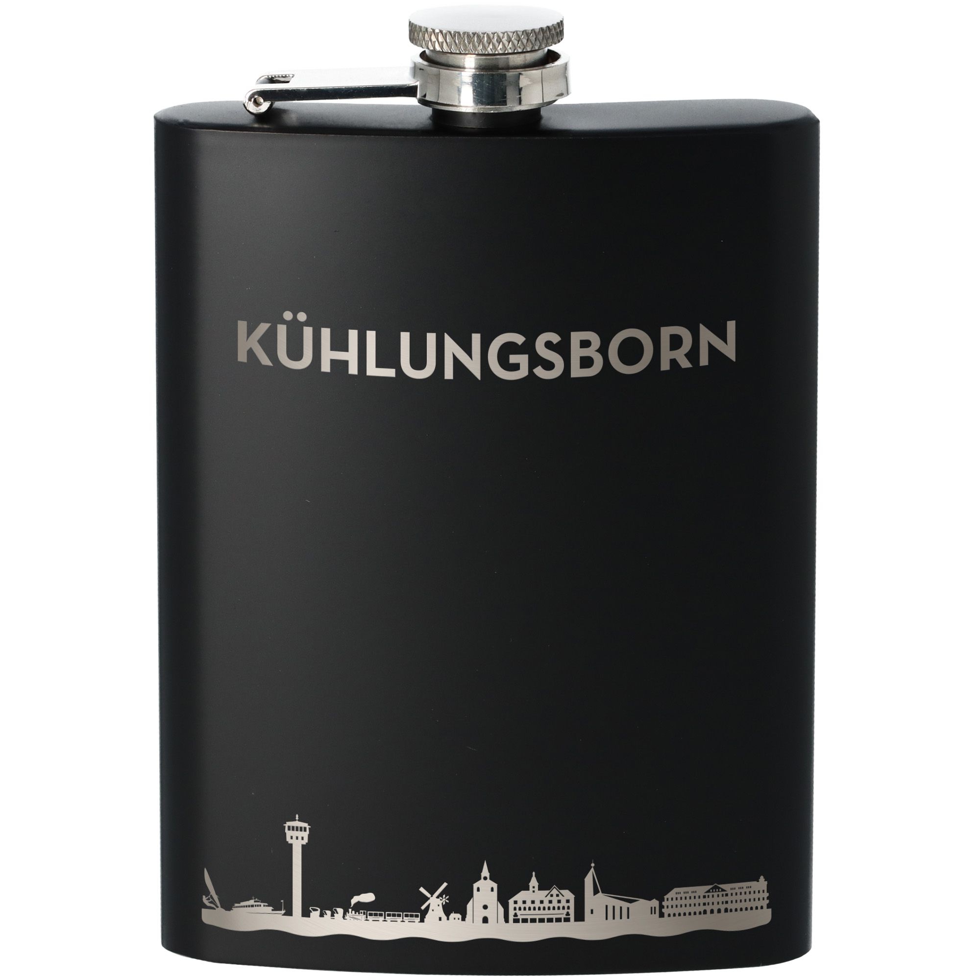 Flachmann Skyline Kühlungsborn Schwarz 225ml Flasche, Rasierwasser