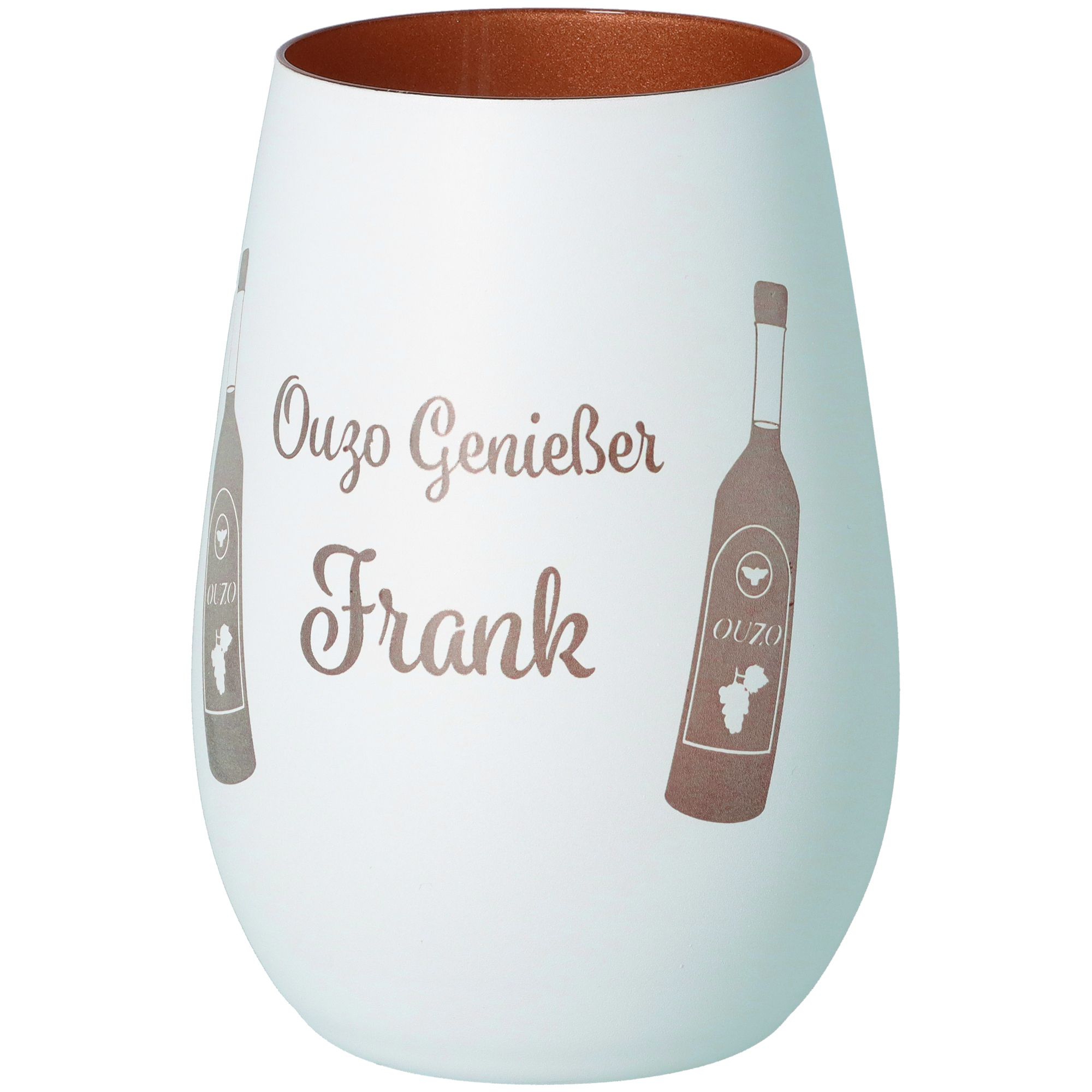 Windlicht Ouzo Genießer "Name" Weiß/Bronze Windlicht Ouzo Genießer "Name" Weiß/Bronze