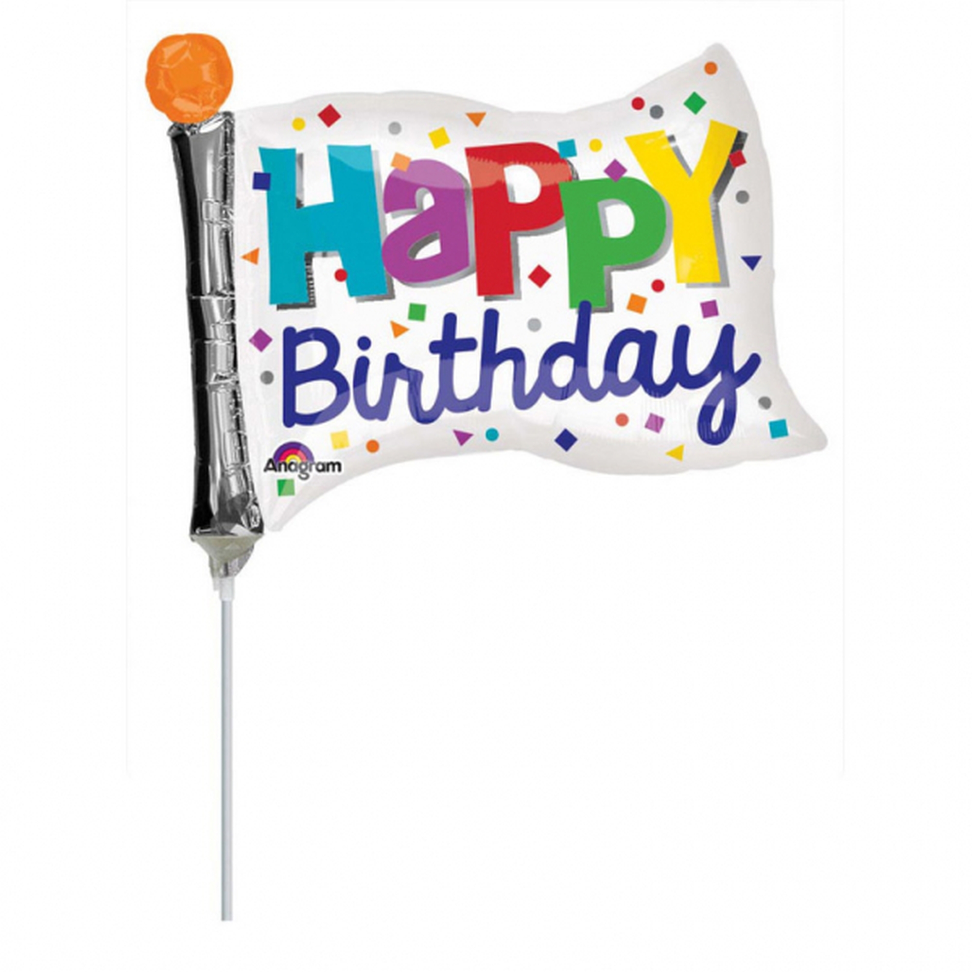 Folienballon Minishape "Happy Birthday Fahne" luftbefüllt