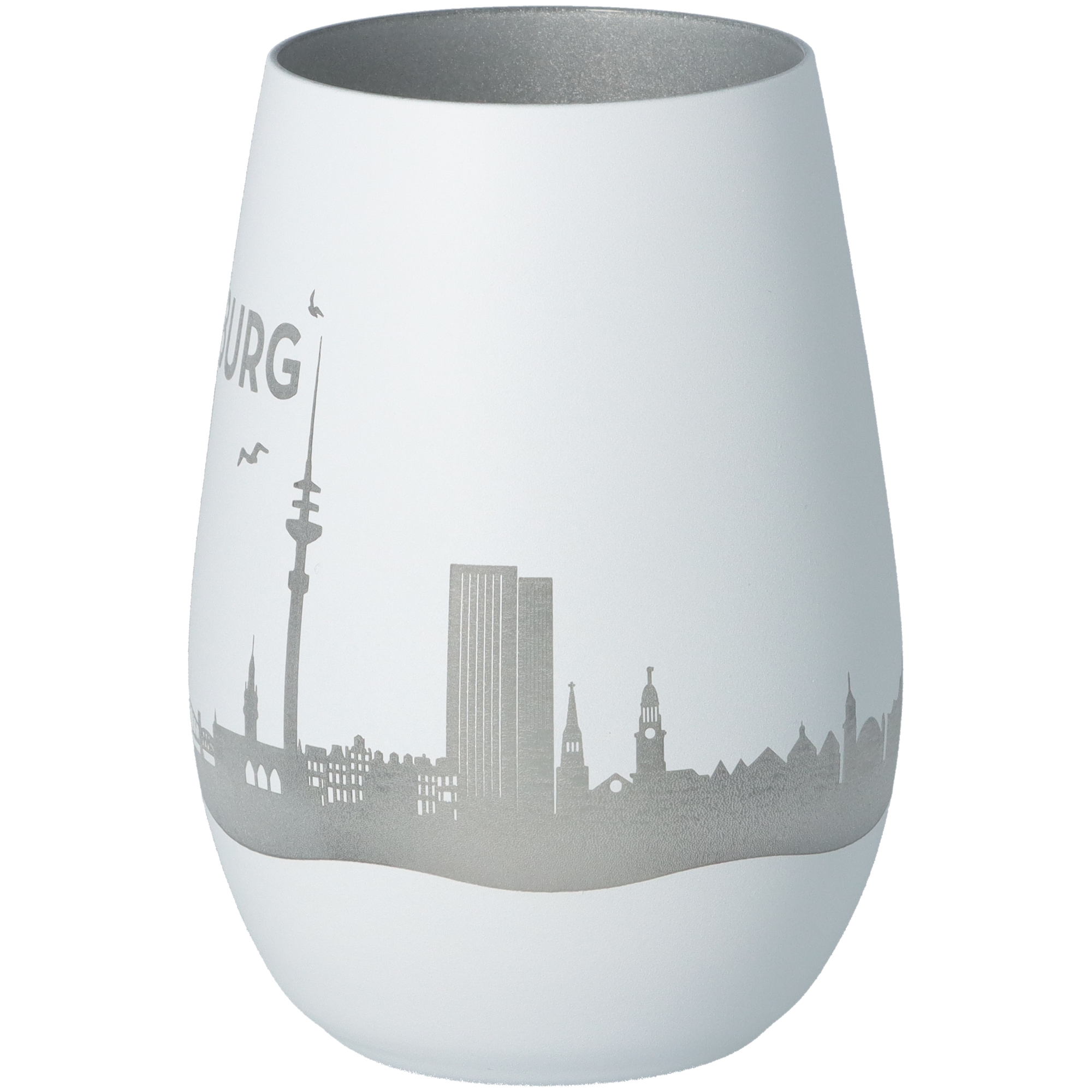 Windlicht Skyline Hamburg Weiß/Silber Windlicht Skyline Hamburg Weiß/Silber