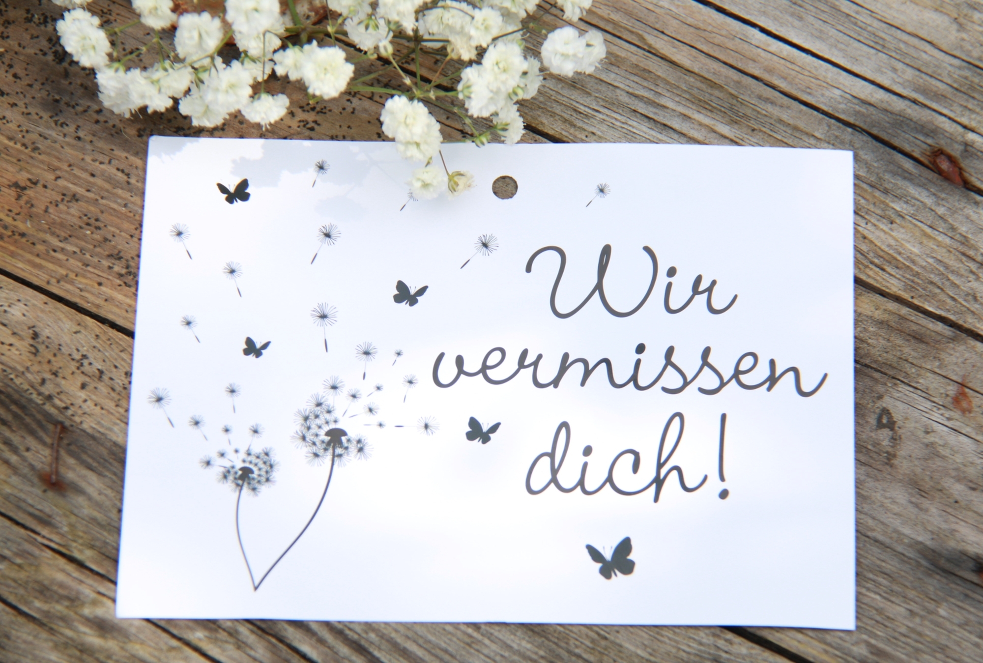 Flugkarte Trauer "Wir vermissen dich!" Flugkarte Trauer "Wir vermissen dich!"