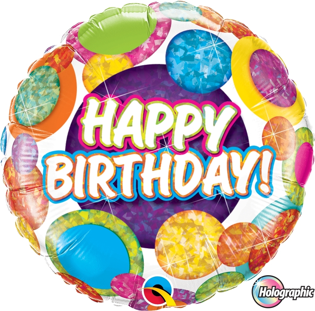 Folienballon Holo "Happy Birthday" Dots & Glitz 45cm