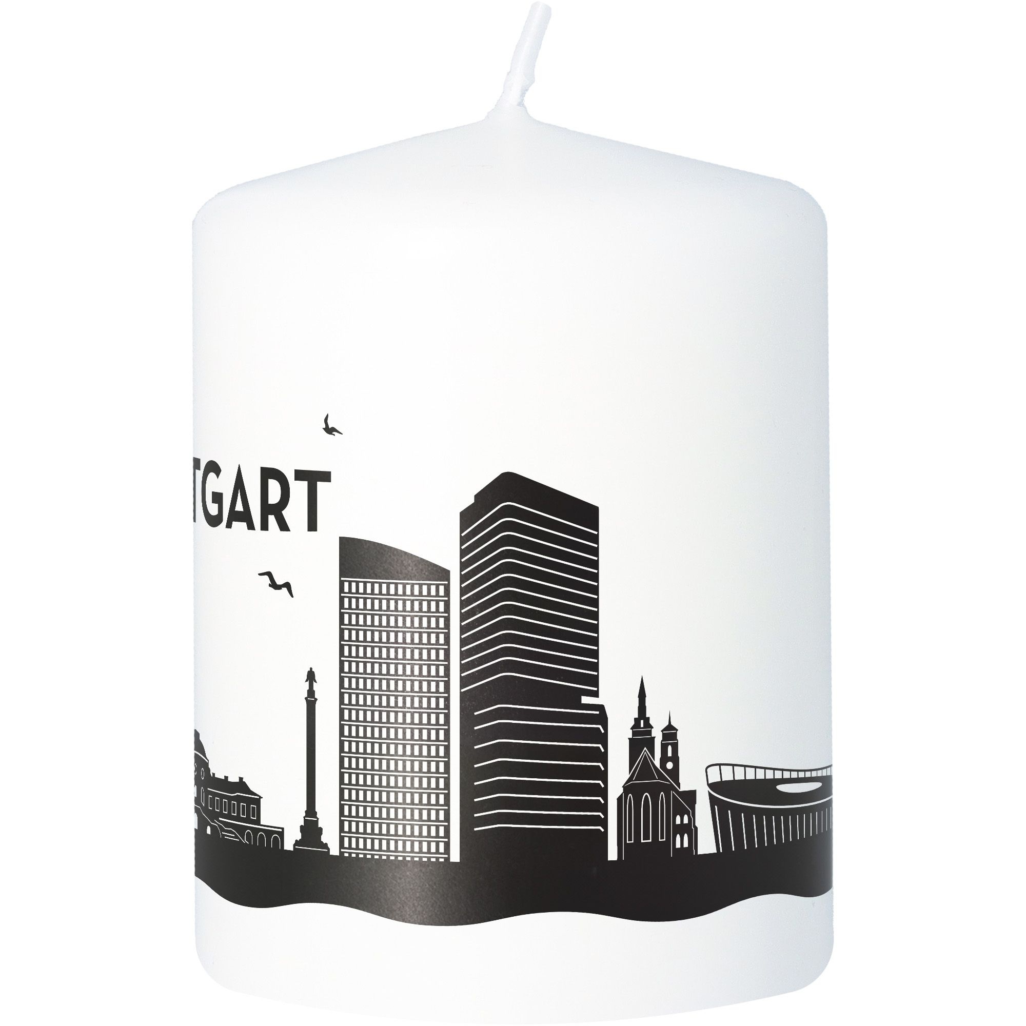 Stumpenkerze Skyline Stuttgart Weiß Stumpenkerze Skyline Stuttgart Weiß