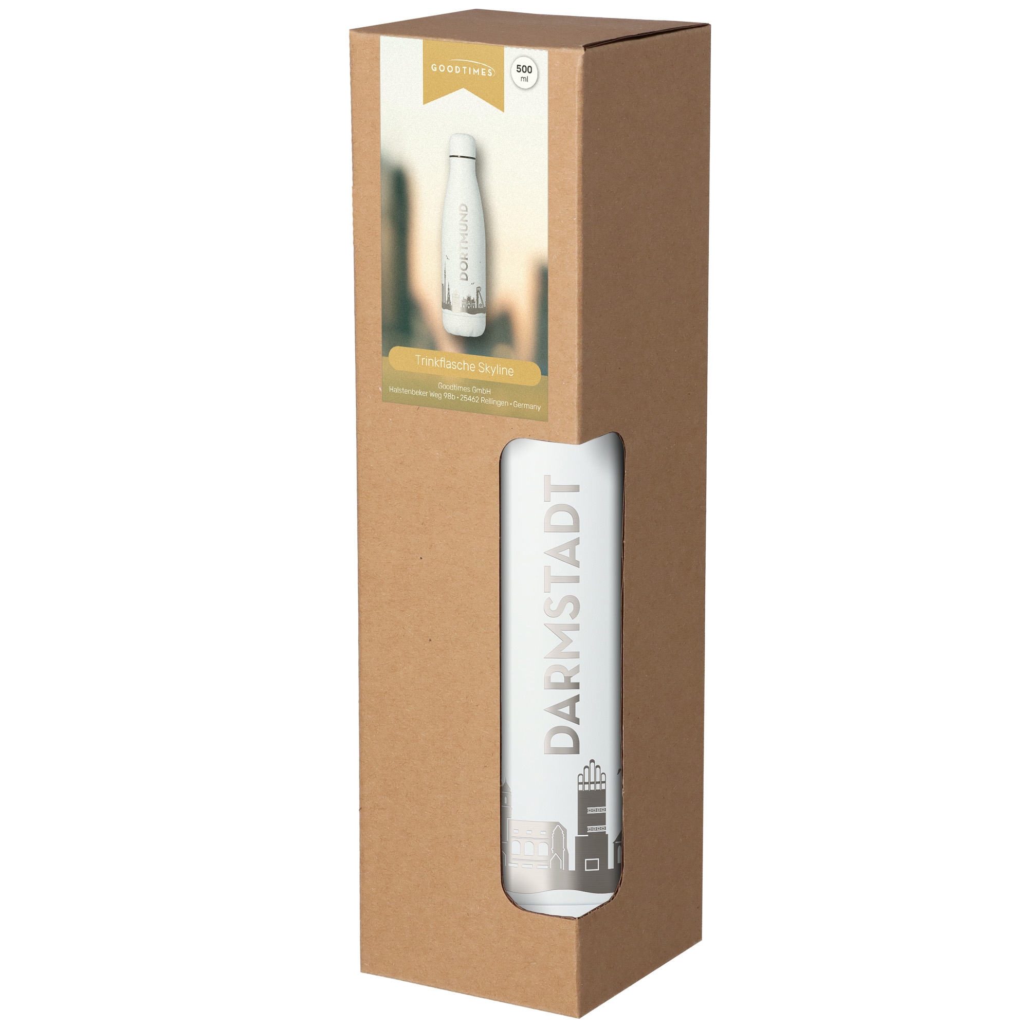 Trinkflasche Skyline Dortmund Weiß 500ml Flasche, Lotion, Pinsel, Gerät, Werkzeug