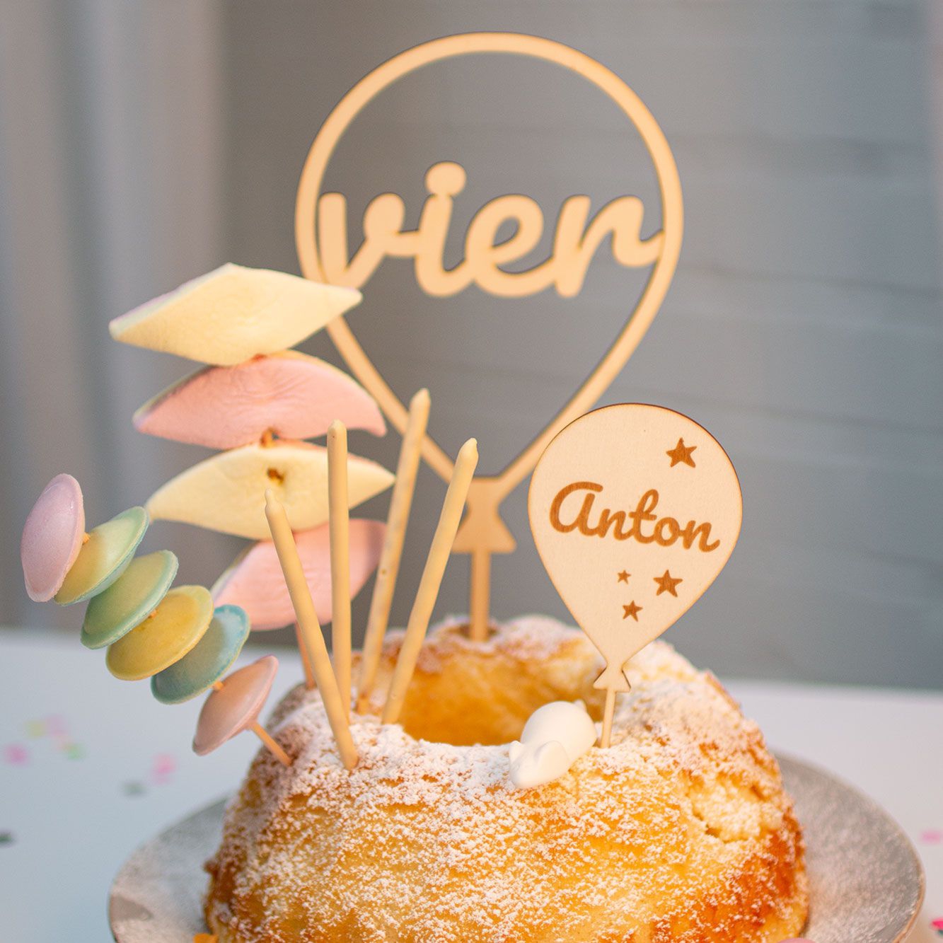Cake Topper Ballon Stern Set Zahl 4