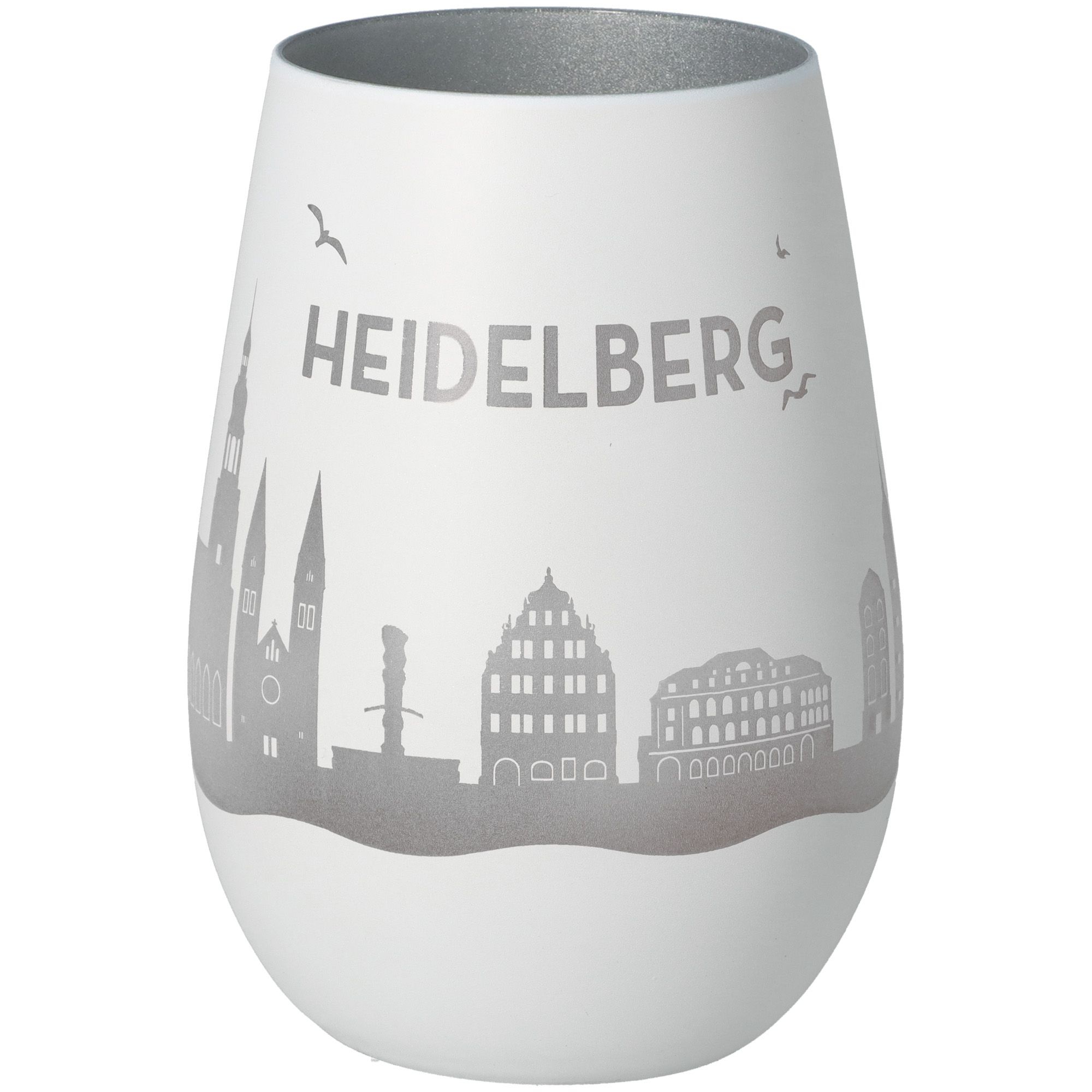 Windlicht Skyline Heidelberg Weiß/Silber
