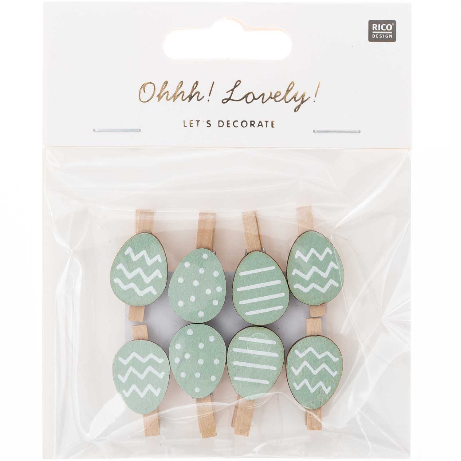 8 Dekoklammern "Osterei", Mint 8 Dekoklammern "Osterei", Mint