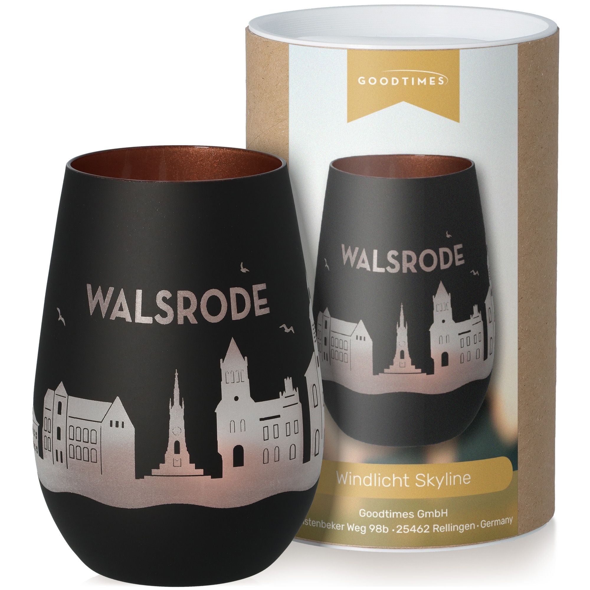 Windlicht Skyline Walsrode Schwarz/Bronze Krug, Töpferei