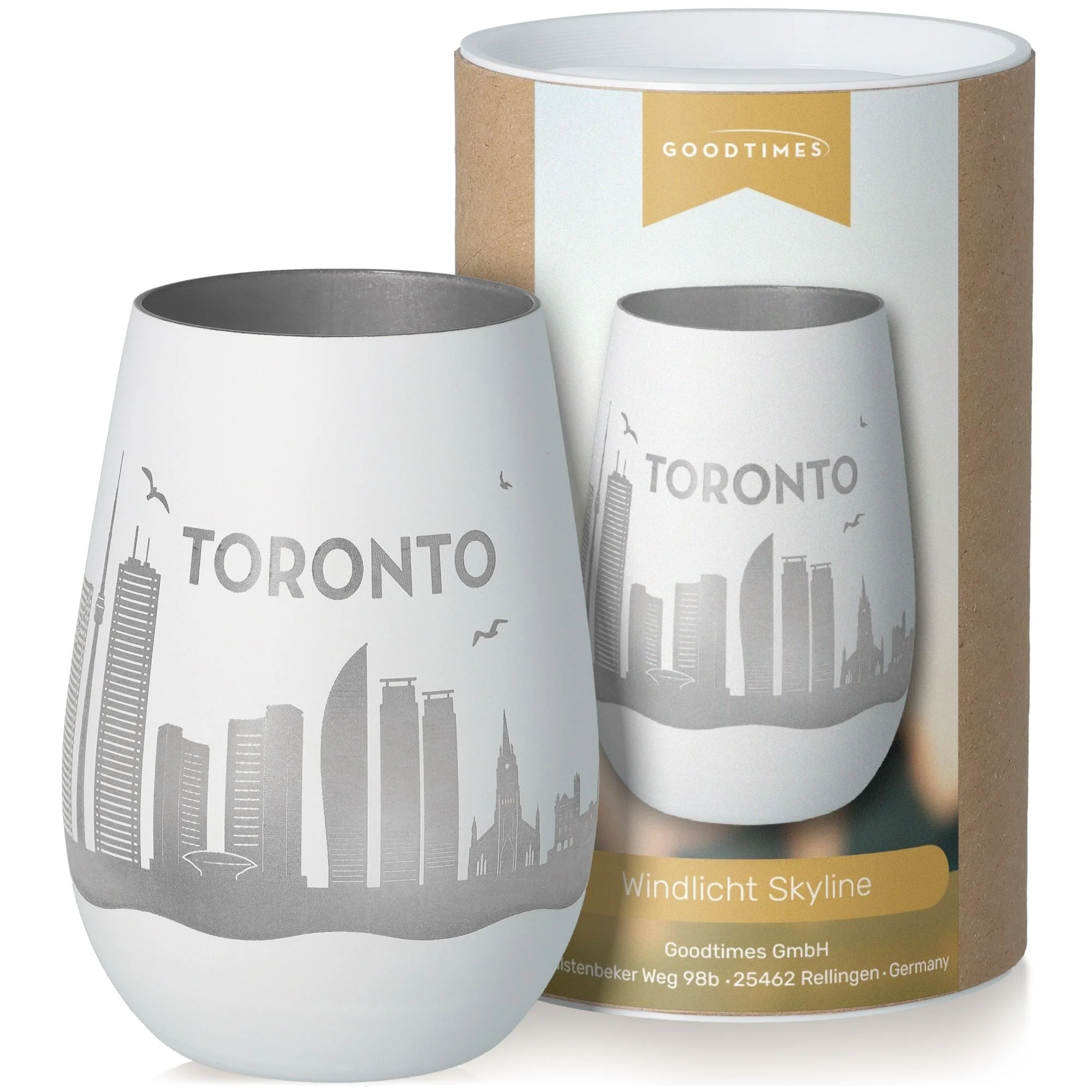 Goodtimes Windlicht Skyline Toronto Weiß/Silber