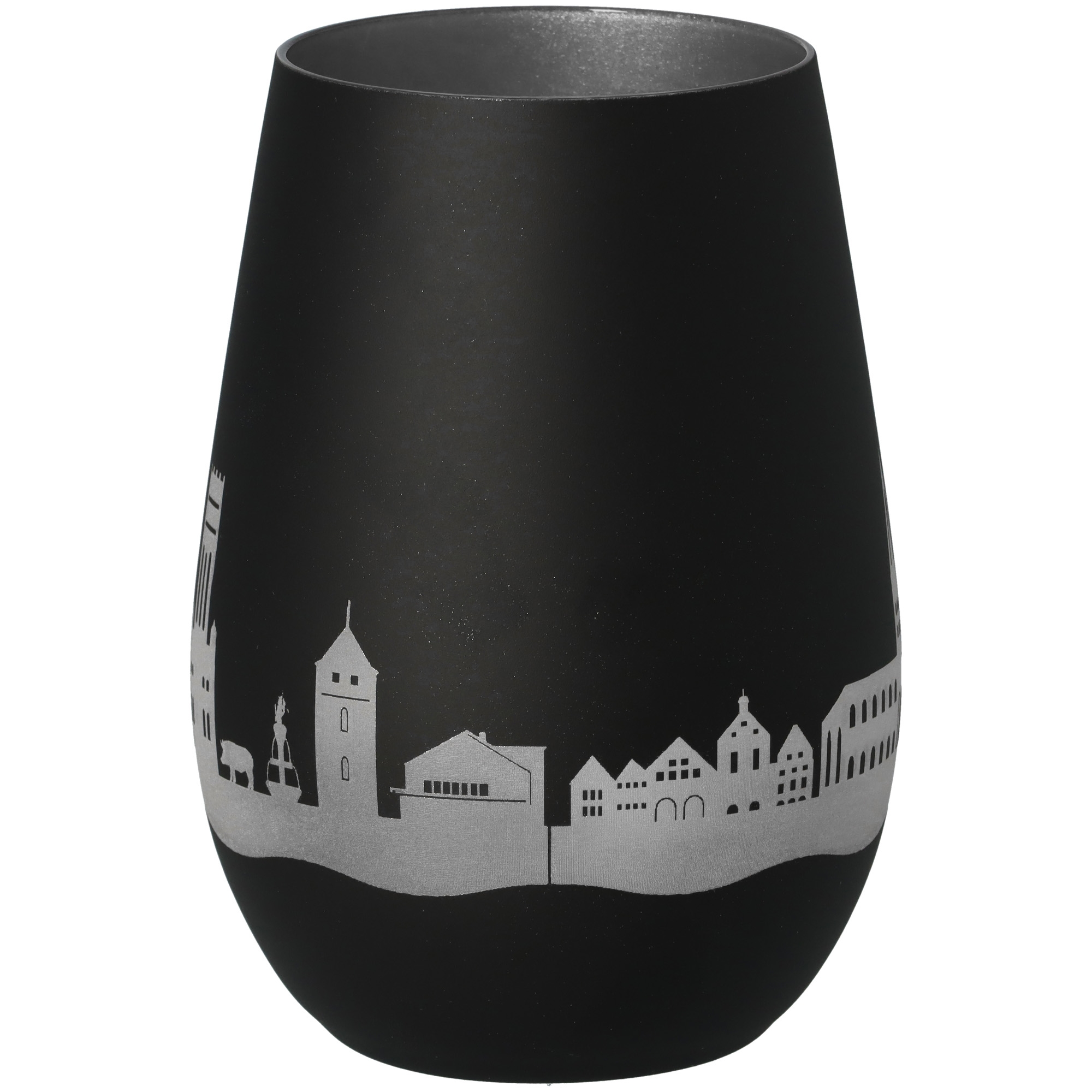 Windlicht Skyline Lüneburg Schwarz/Silber