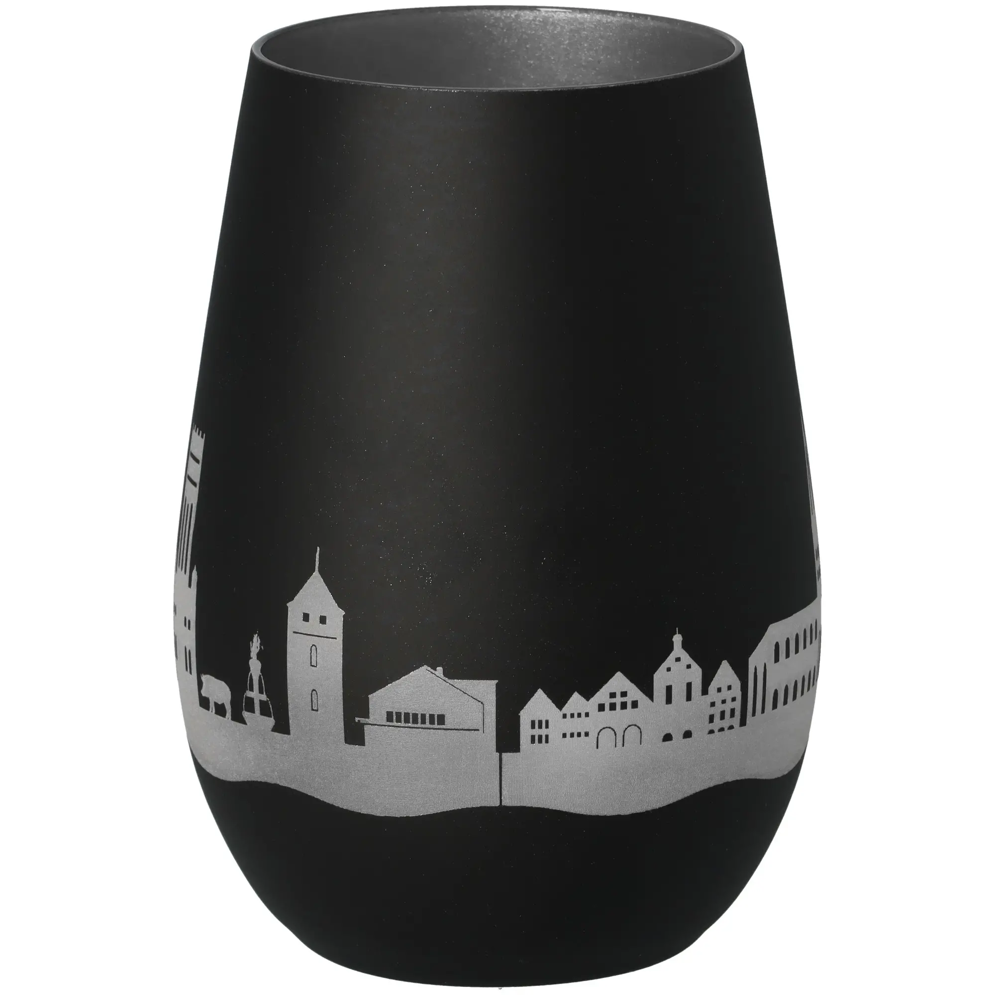 Windlicht Skyline Lüneburg Schwarz/Silber