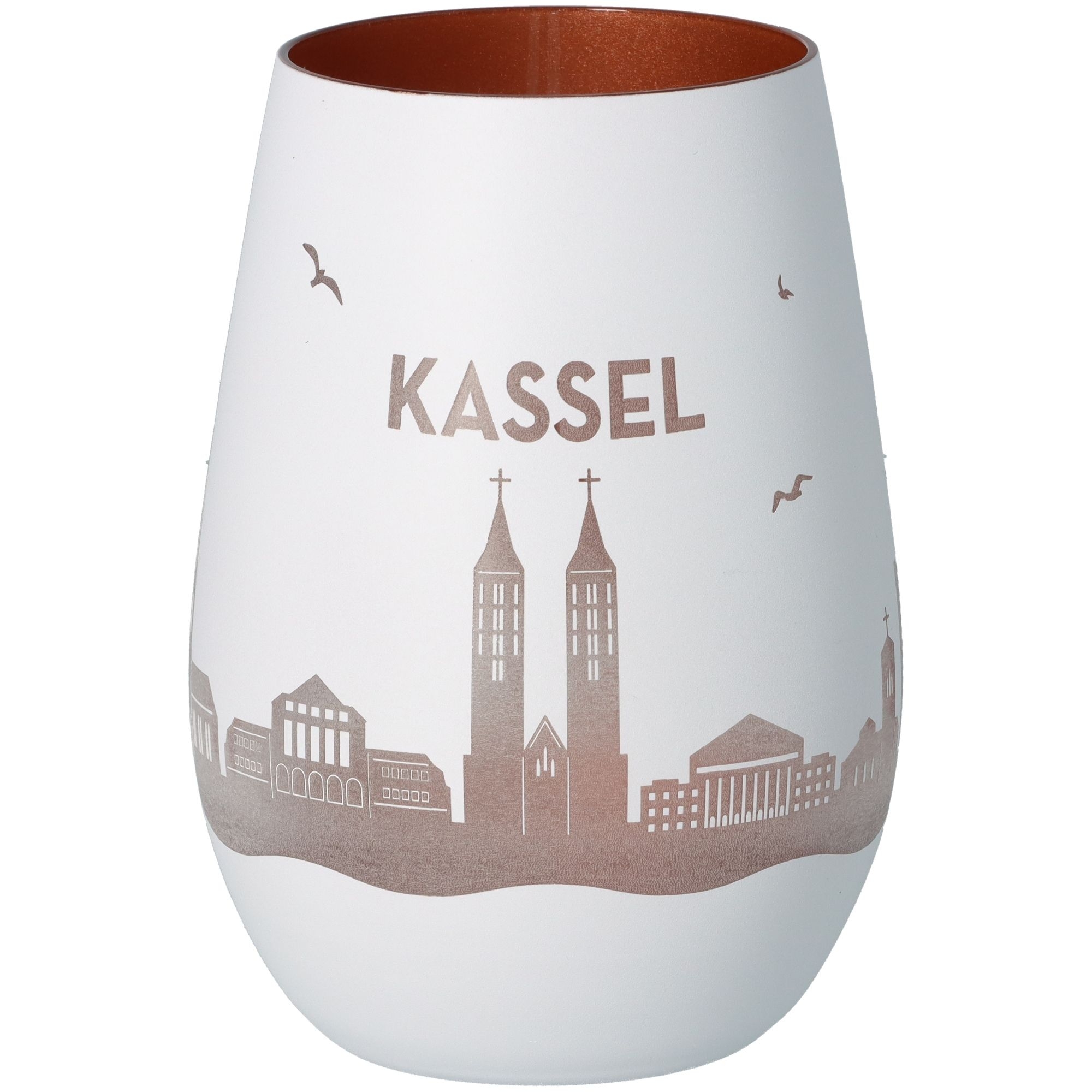 Windlicht Skyline Kassel Weiß/Bronze Töpferei, Krug, Vase, Porzellan, Glas