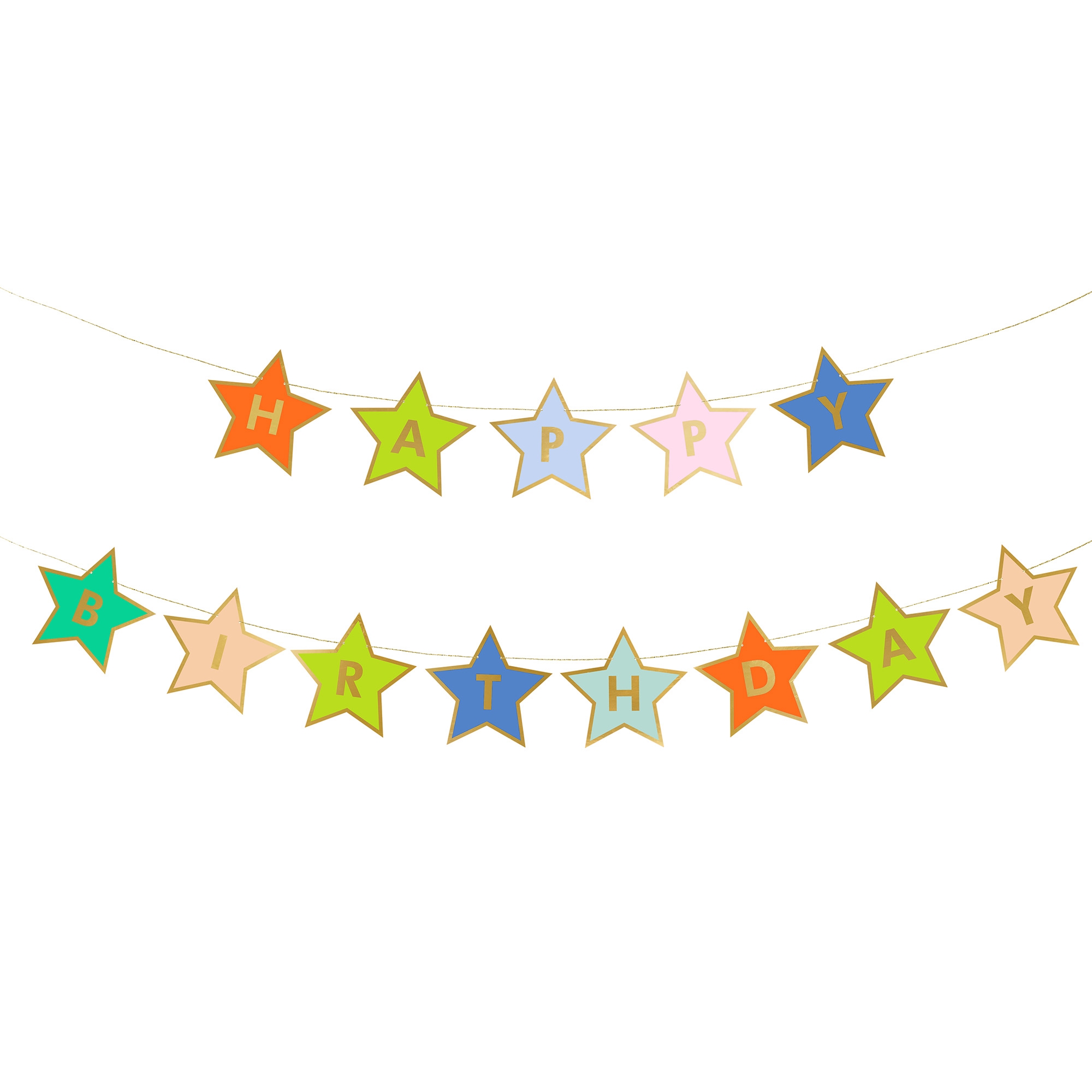 40aeecb0a81a6f5c9eef14af33b9dd23d0f6e206 Girlande "Happy Birthday" bunte Sterne Banner 2,6m