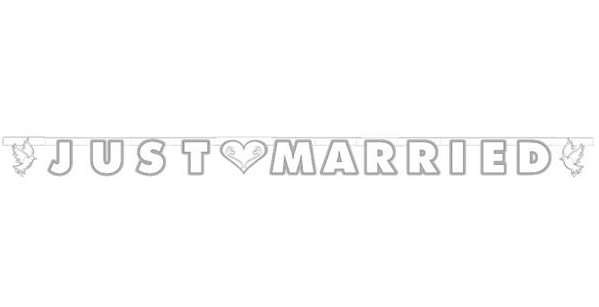 Buchstabengirlande "Just Married" mit Tauben