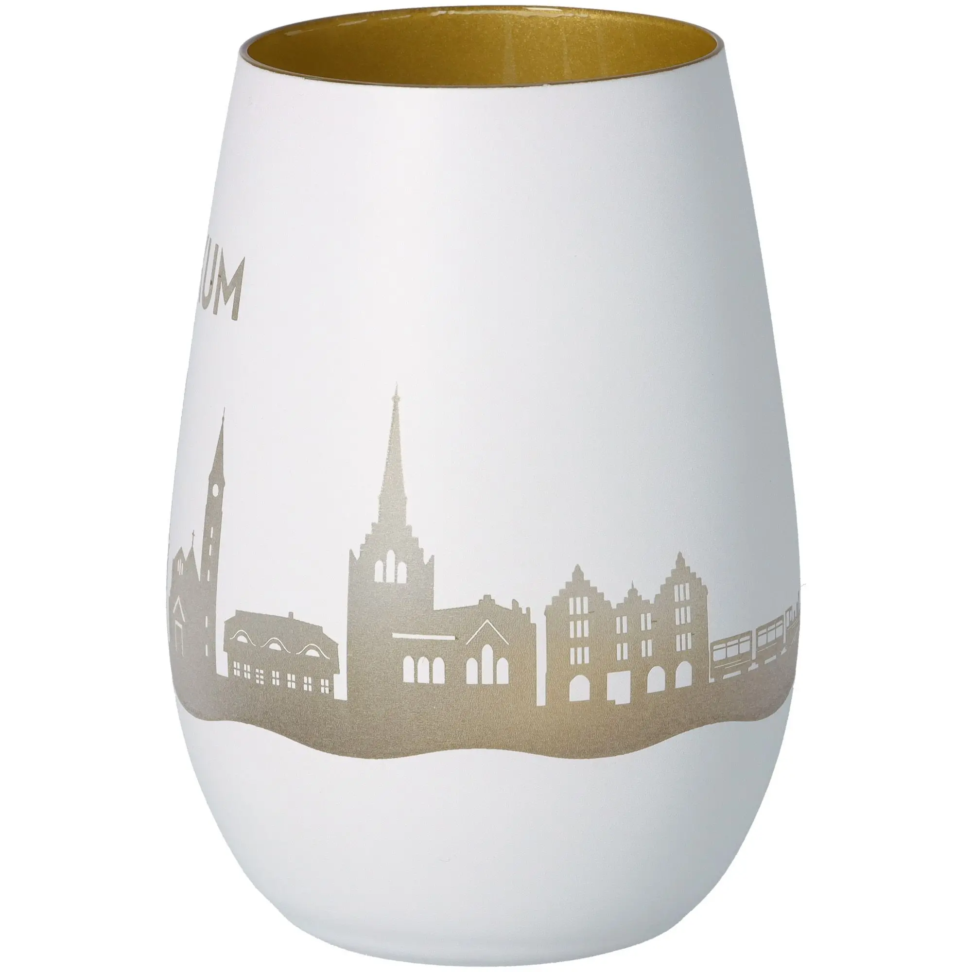 Windlicht Skyline Borkum Weiß/Gold