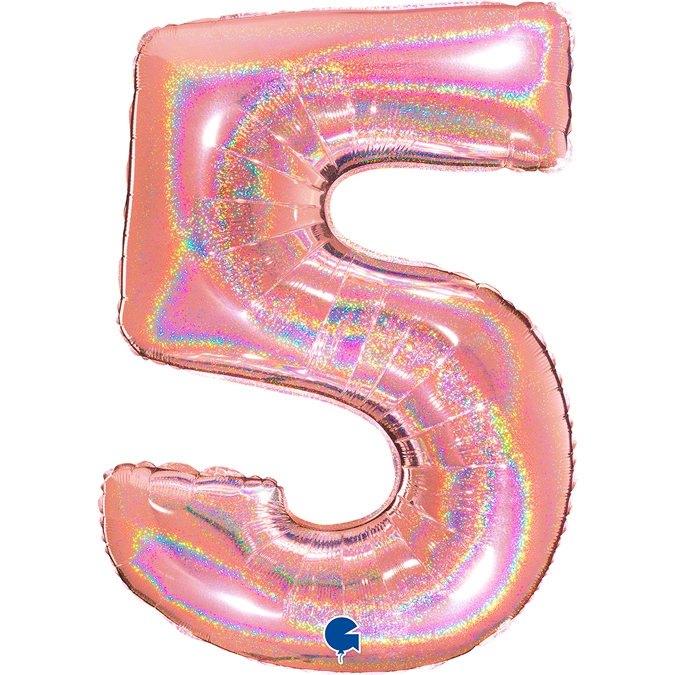 Folienballon Zahl 5 Glitter Roségold 100 cm Folienballon Zahl 5 Glitter Roségold 100 cm