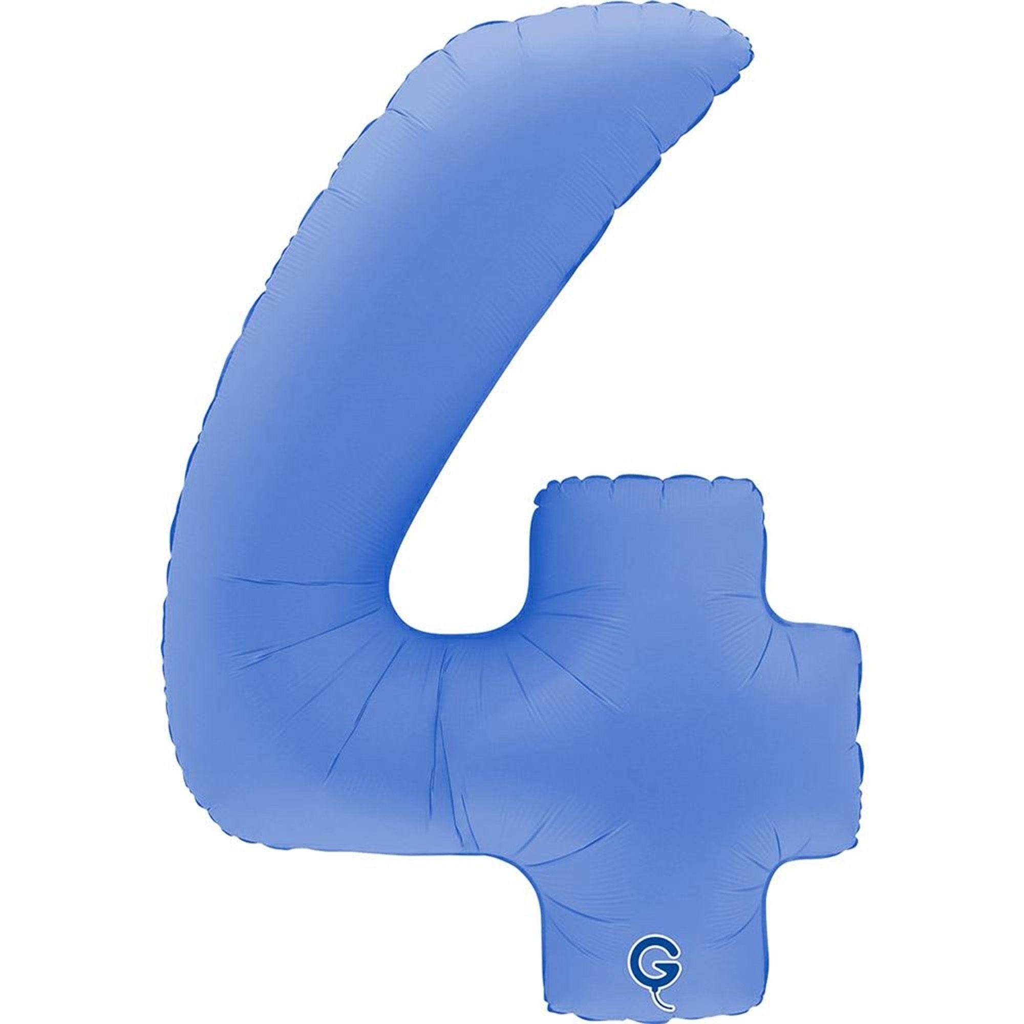 Folienballon Zahl 4 Soft Matte Lotus Blue 100cm Luftballon, Gleiter, Zahl-4, Blau, Party-Deko