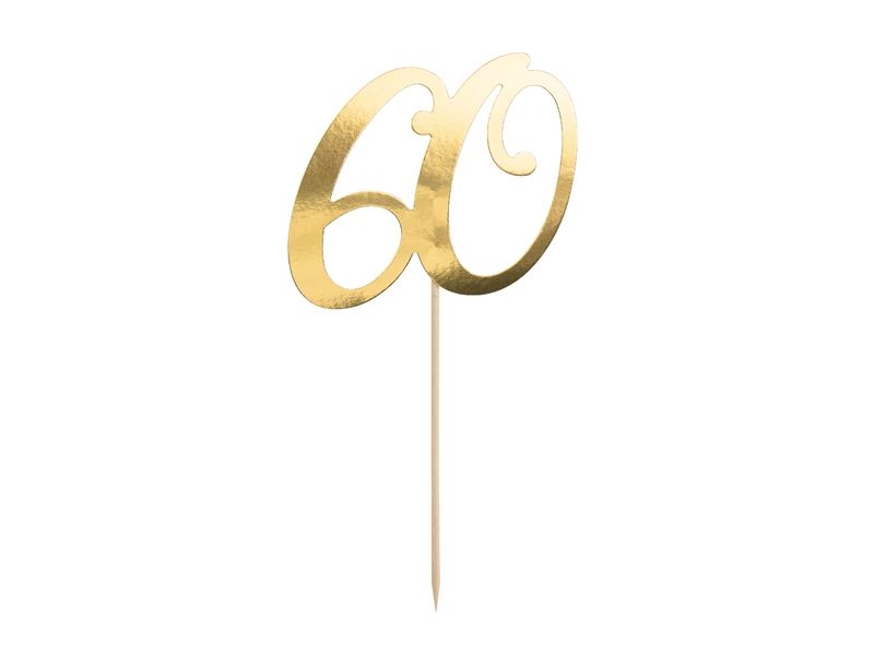 Cake Topper zum 60. Geburtstag, Gold