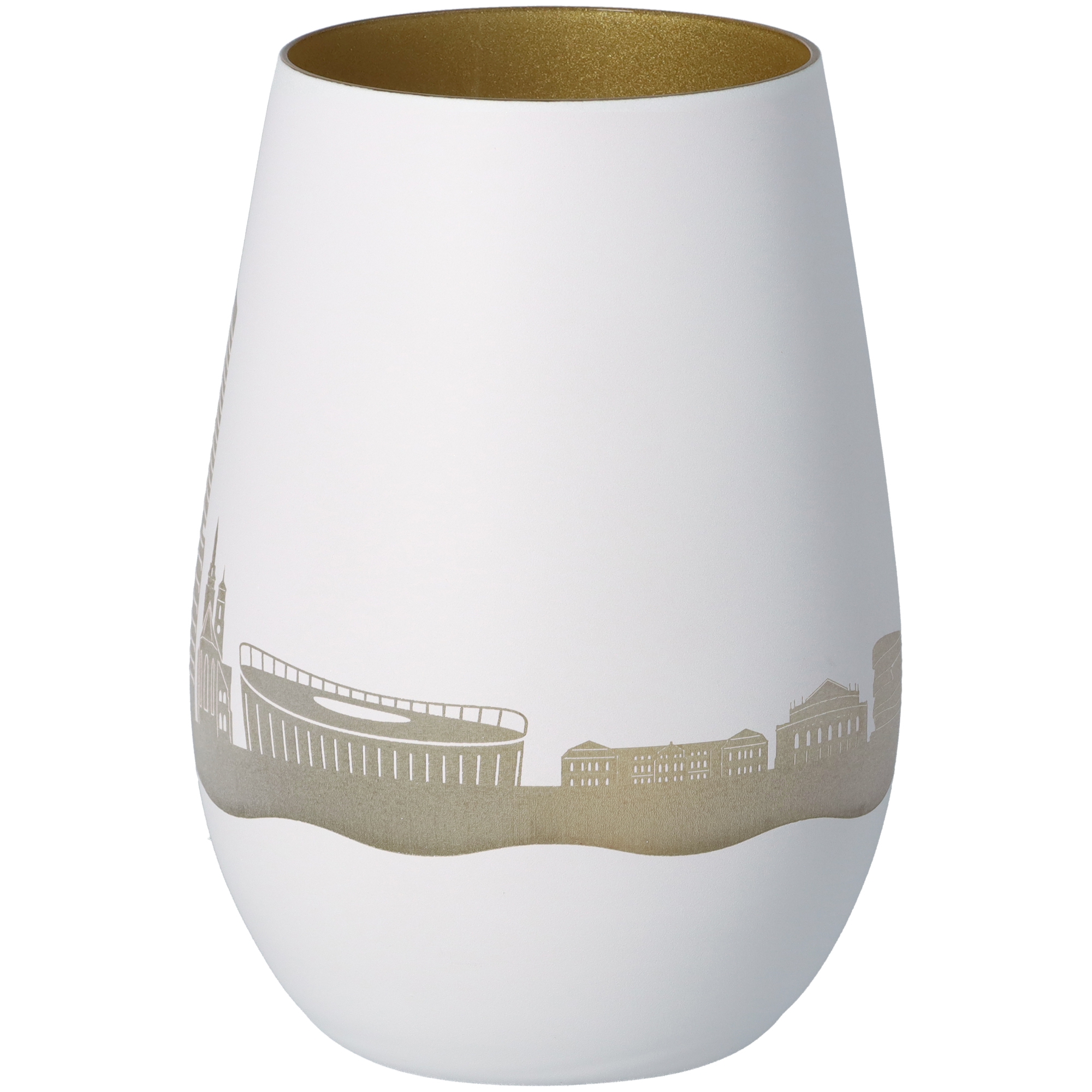 Windlicht Skyline Stuttgart Weiß/Gold Windlicht Skyline Stuttgart Weiß/Gold