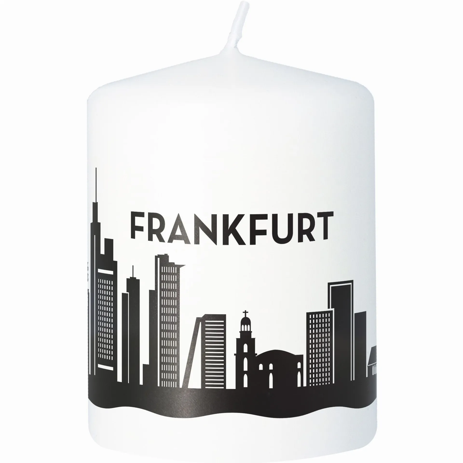Stumpenkerze Skyline Frankfurt Weiß