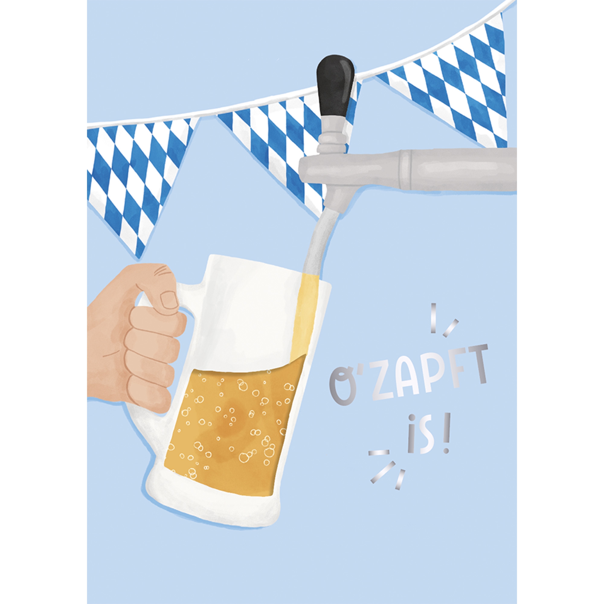 Musikkarte "O´zapft is!" Glas, Bier, Tasse, Bierglas, Lagerbier