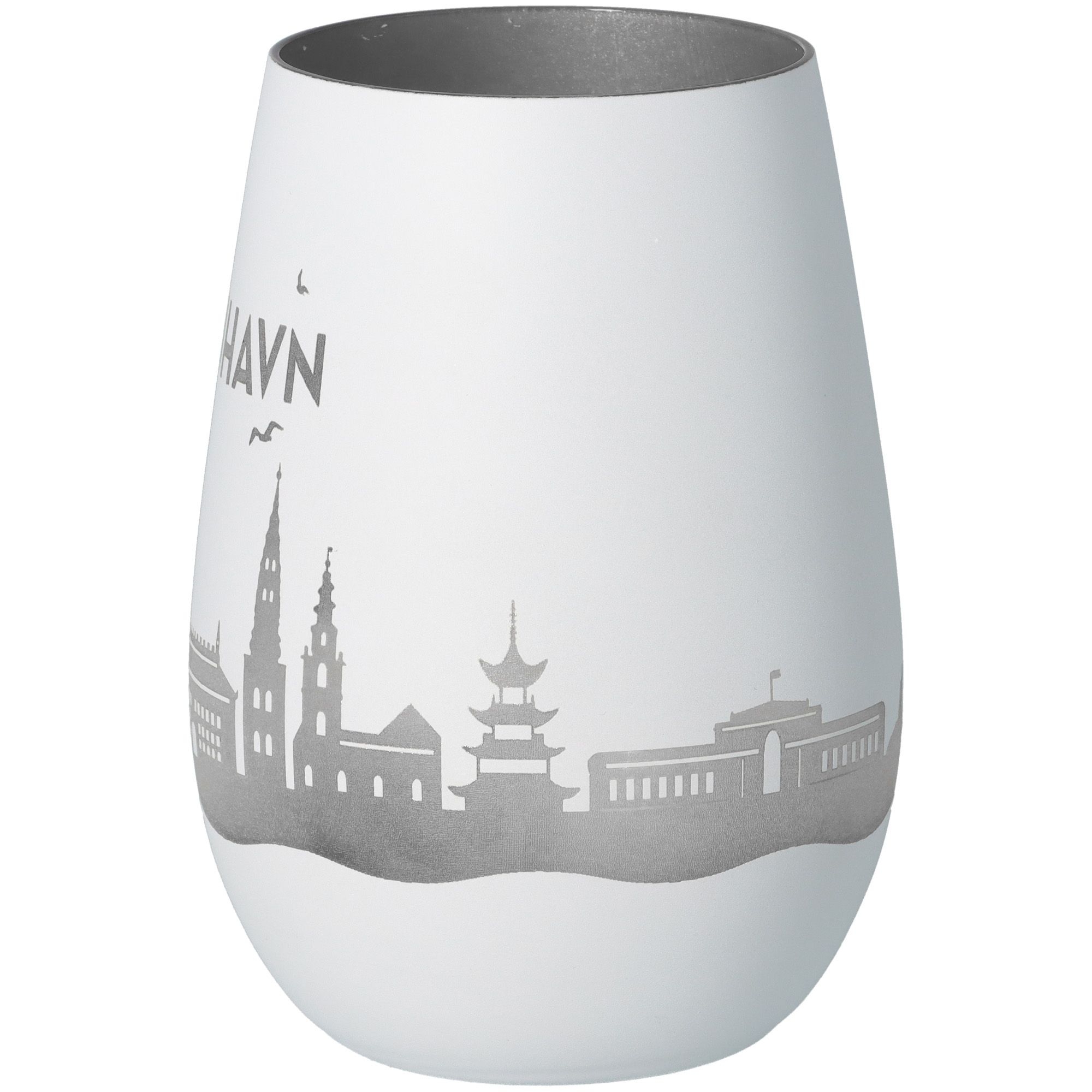 Windlicht Skyline Kopenhagen Weiß/Silber Töpferei, Krug, Vase, Kunst, Porzellan