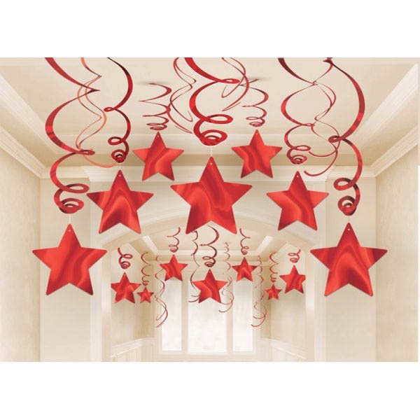 15 Swirl Sterne Rot Hängedekoration 15 Swirl Sterne Rot Hängedekoration