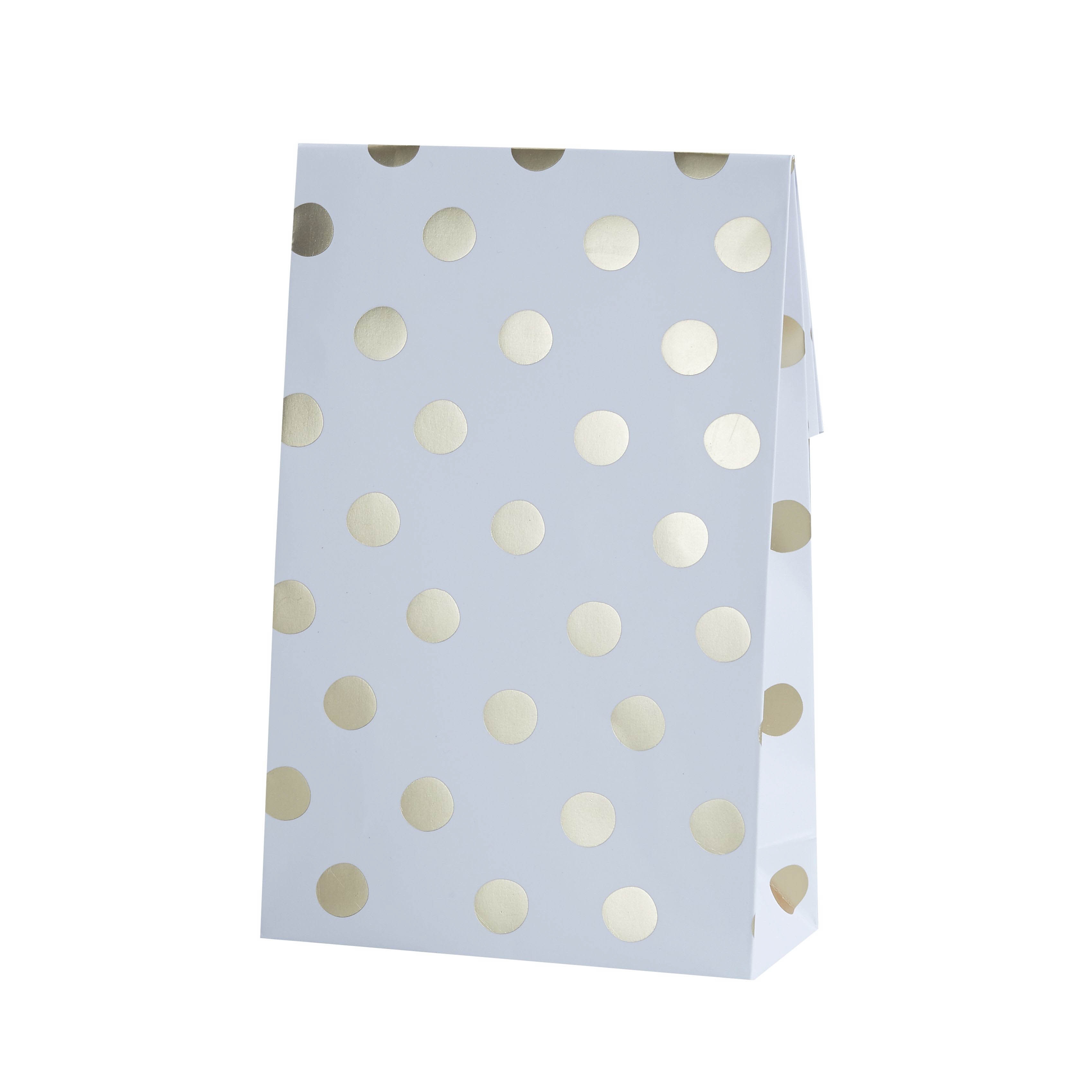 Pick and Mix - 8 Polka Dots Süßigkeiten Papiertüten Gold