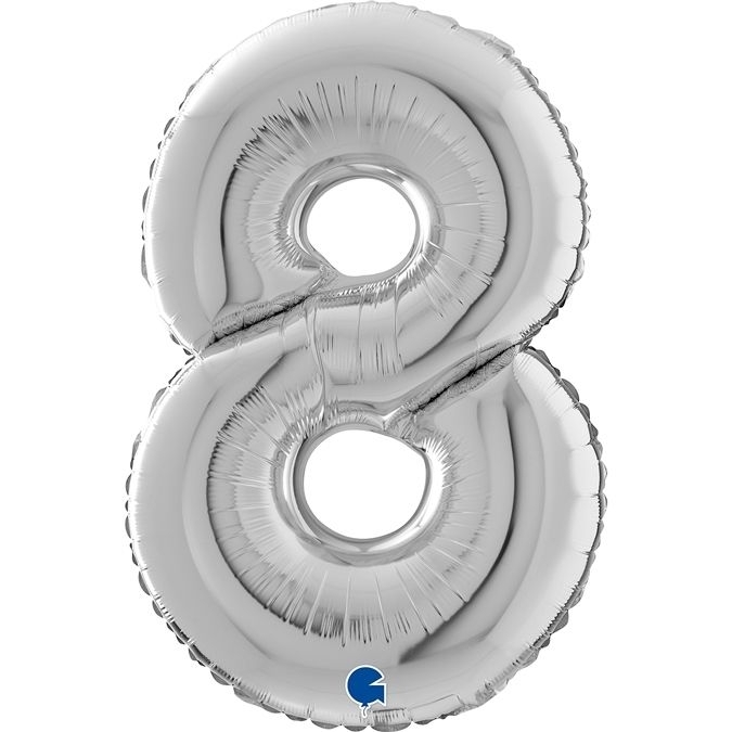 Folienballon Zahl 8 Silber 66cm Folienballon Zahl 8 Silber 66cm