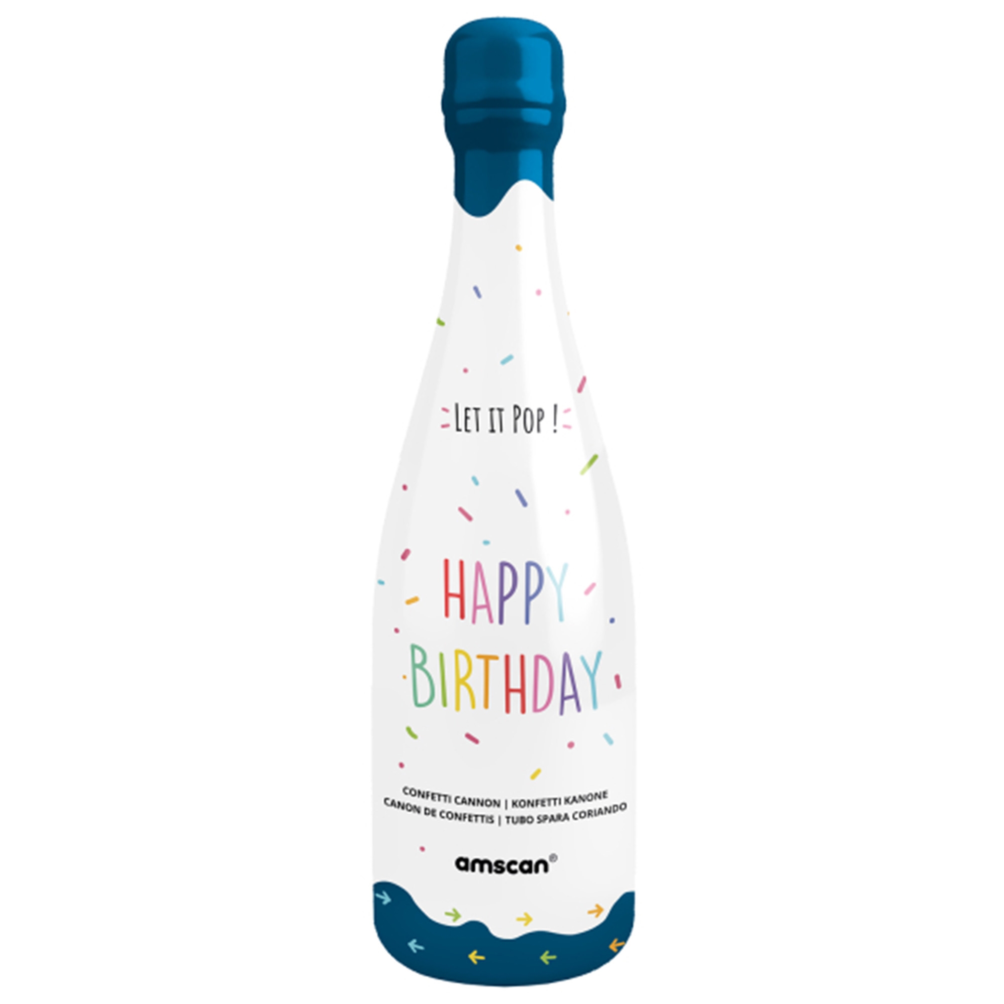 Konfetti Flasche "Happy Birthday" Blau Flasche
