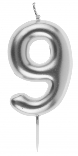 Zahlenkerze "9", Silber Zahlenkerze "9", Silber