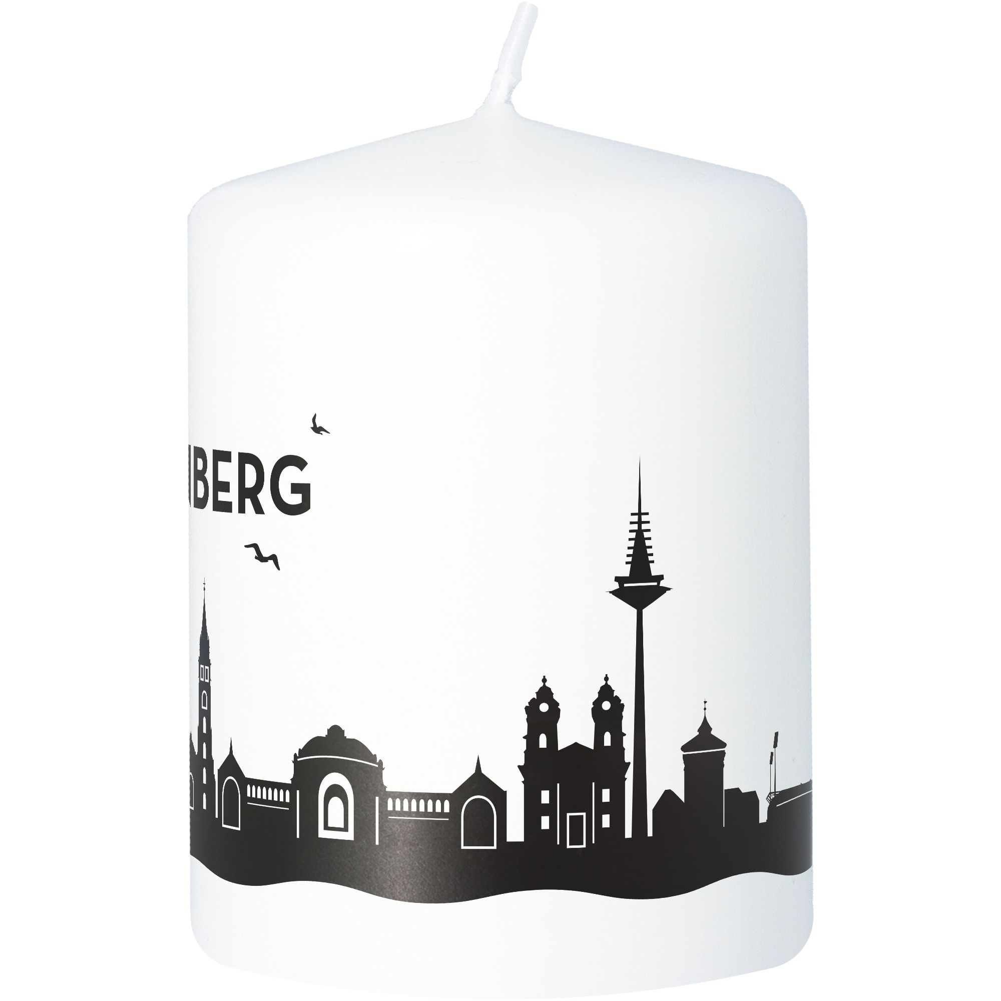 Stumpenkerze Skyline Nürnberg Weiß Stumpenkerze Skyline Nürnberg Weiß