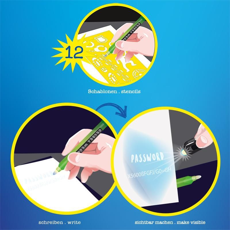 Geheime Botschaft-Stift mit Schablonen Geheime Botschaft-Stift mit Schablonen