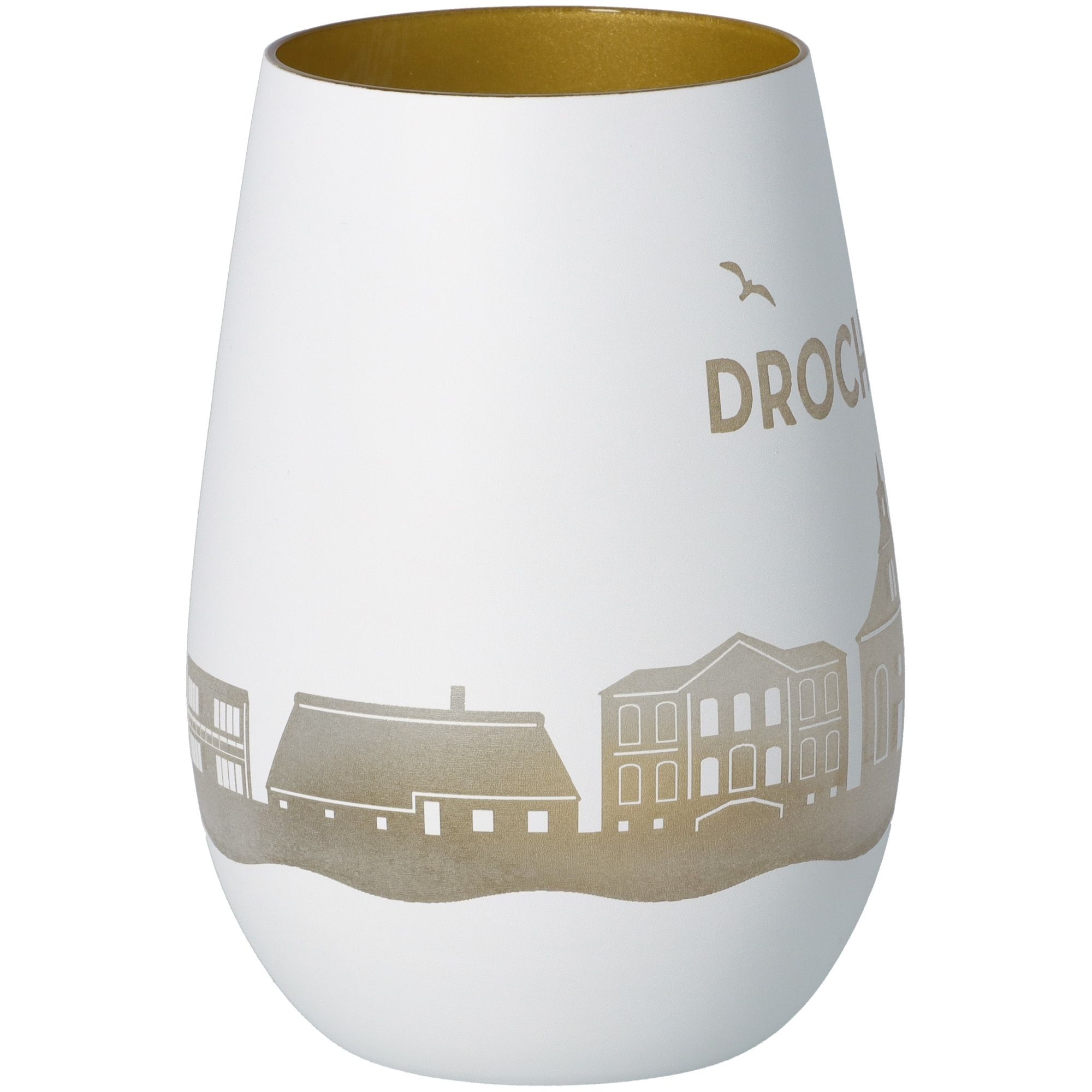 Windlicht Skyline Drochtersen Weiß/Gold Töpferei, Krug, Vase, Kunst, Porzellan