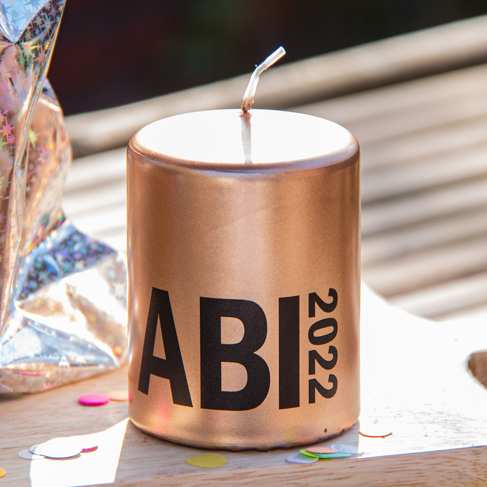 Goodtimes Stumpenkerze Roségold "ABI 2025"
