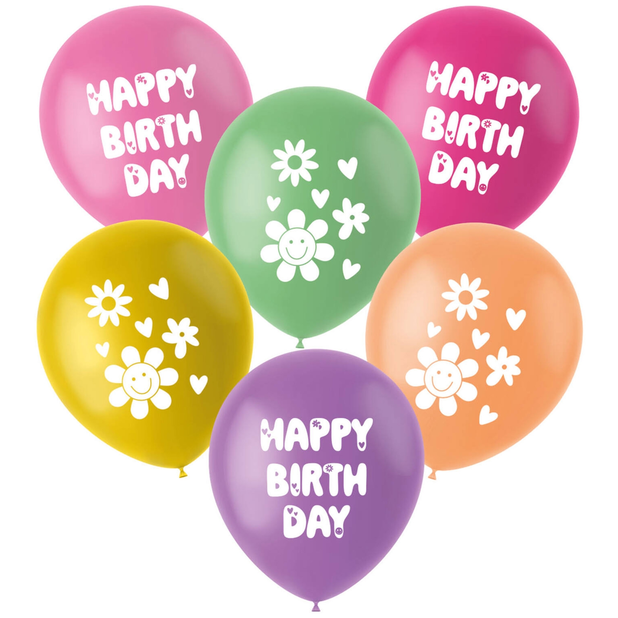 6 Latexballons im Set "Happy Birthday" Boho Girls Ø 33cm Ballon