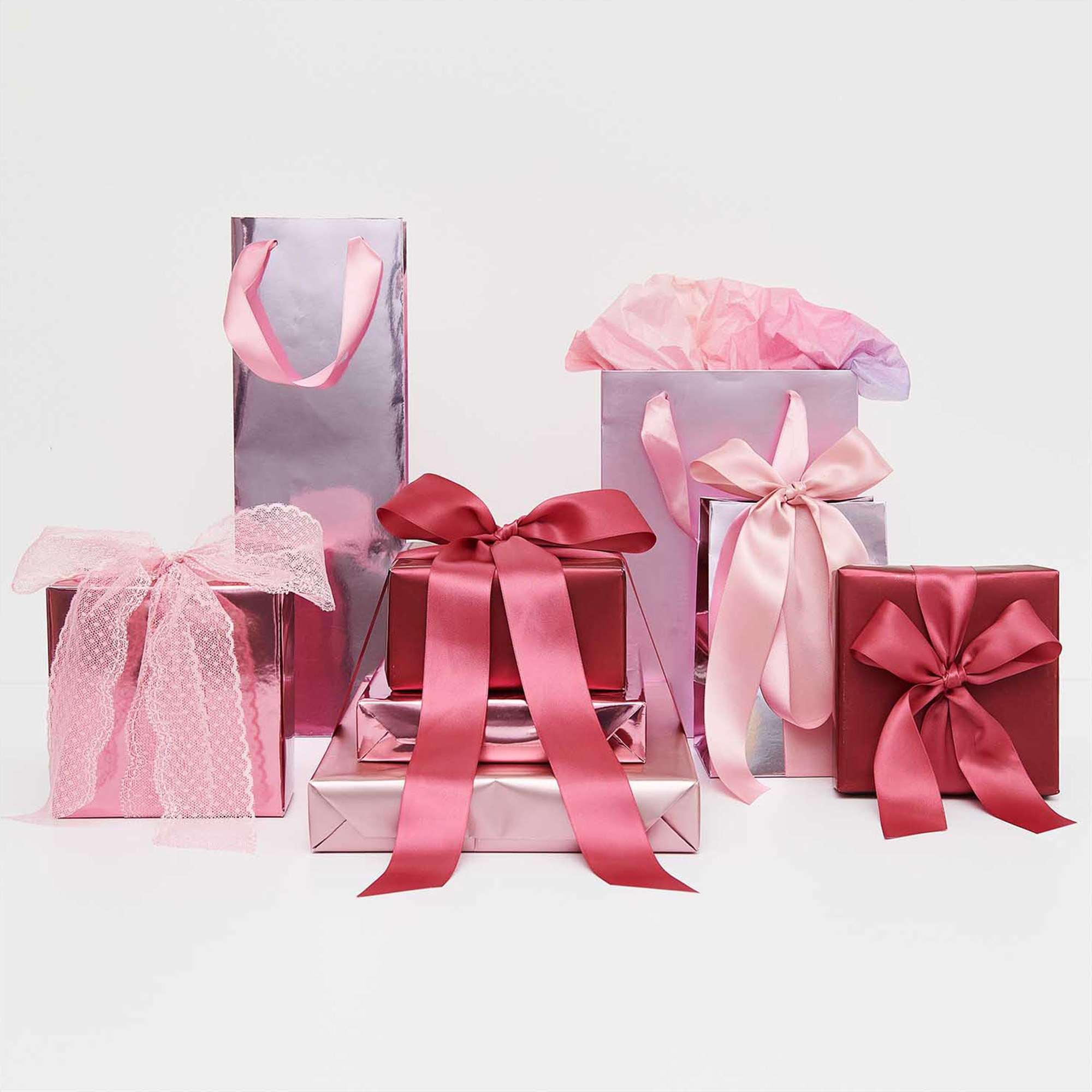 Geschenkpapier auf Rolle, Metallic Rosa Matt 2m
