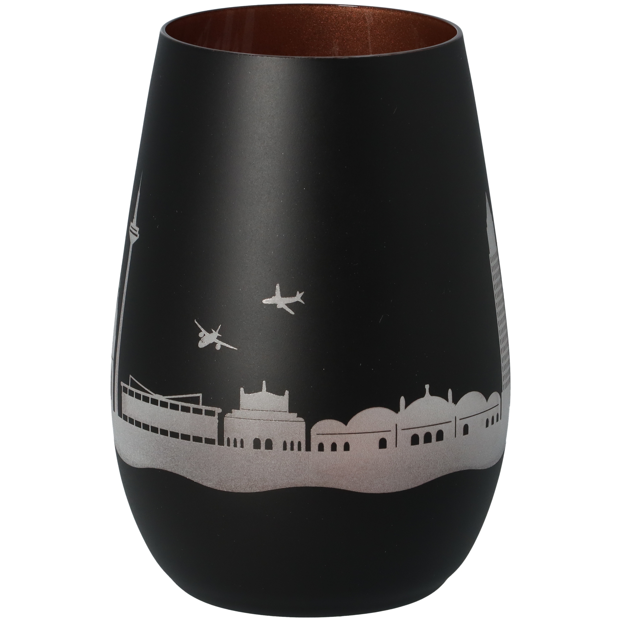 Windlicht Skyline Frankfurt Schwarz/Bronze