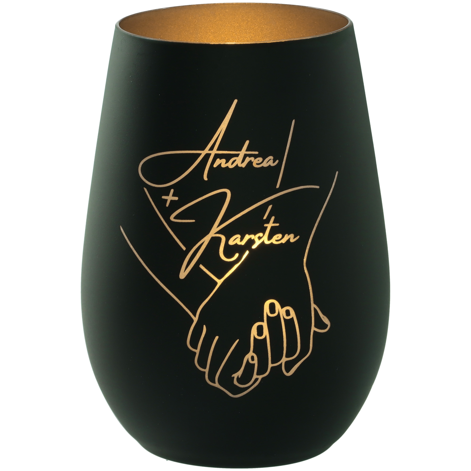 Windlicht Händchen halten "Namen" Schwarz/Silber Windlicht Händchen halten "Namen" Schwarz/Silber